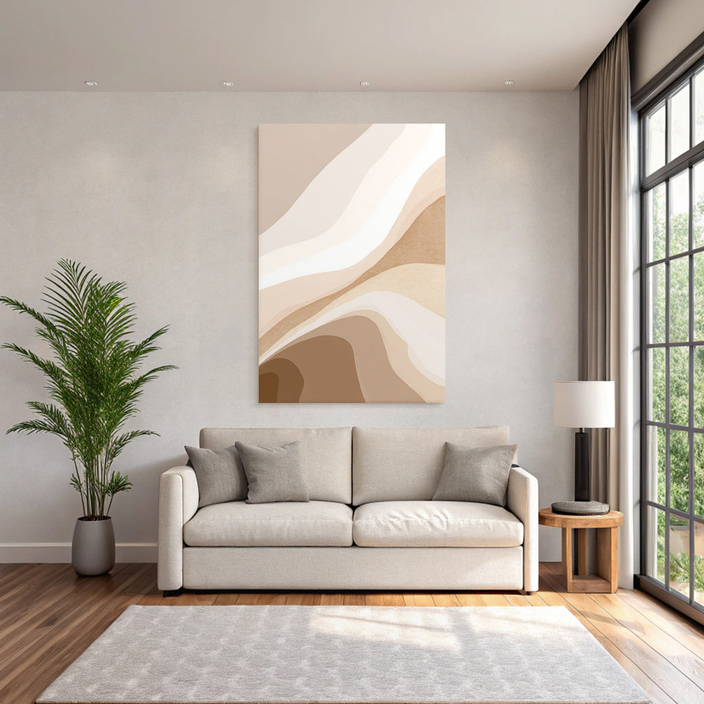 Abstract Design Beige Cream Flowing Shapes