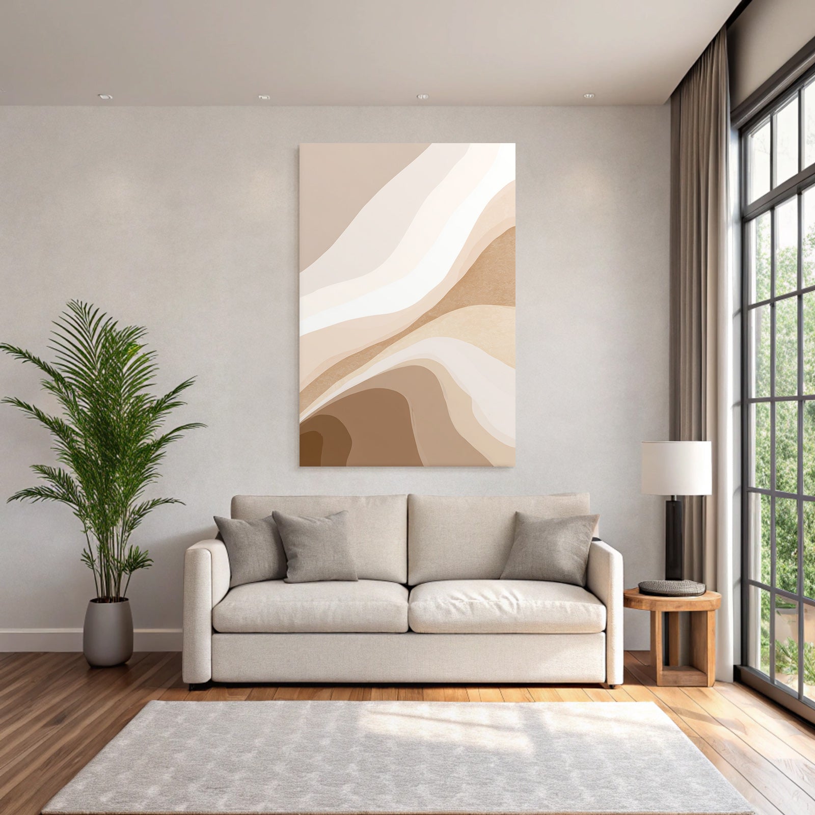 Abstract Design Beige Cream Flowing Shapes