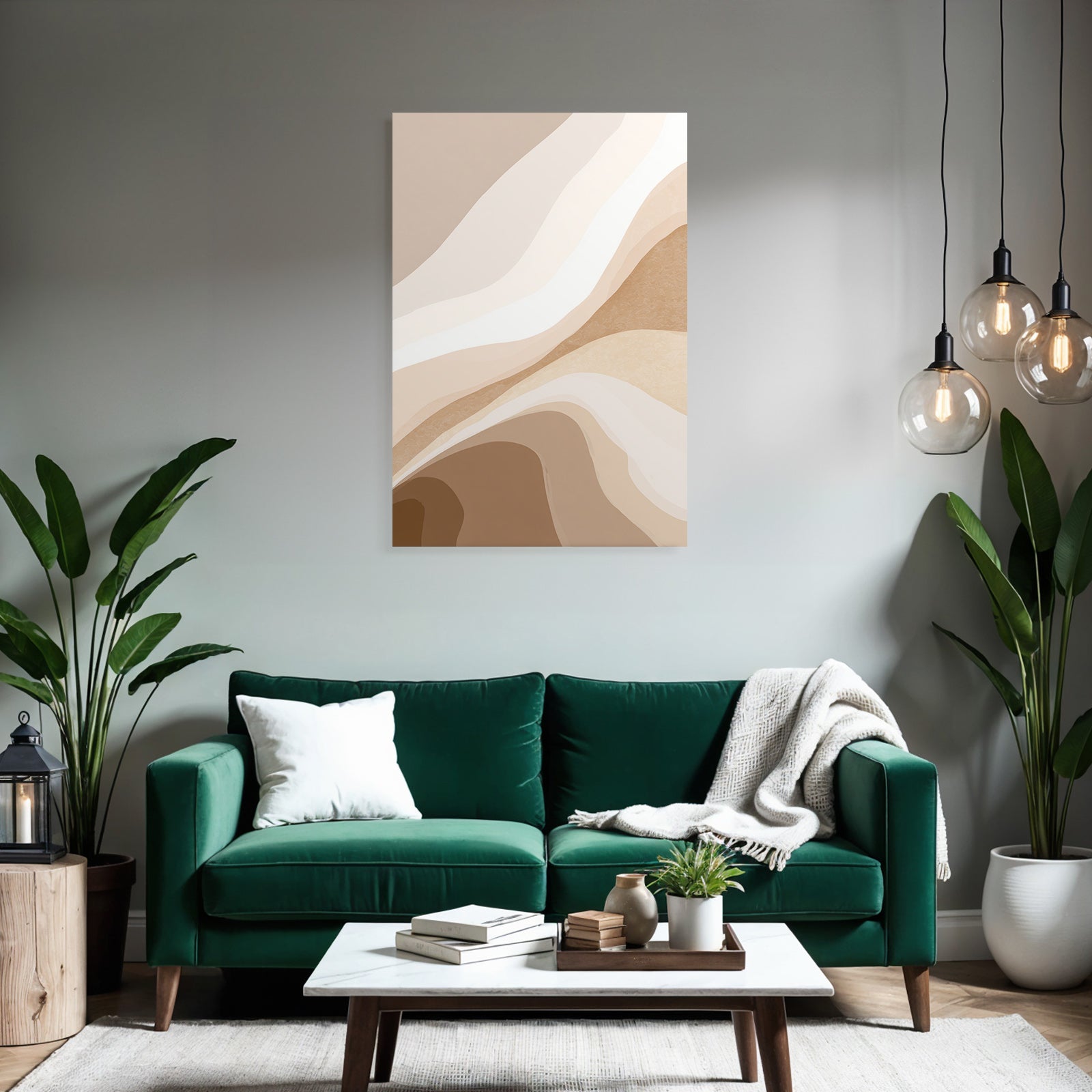 Abstract Design Beige Cream Flowing Shapes