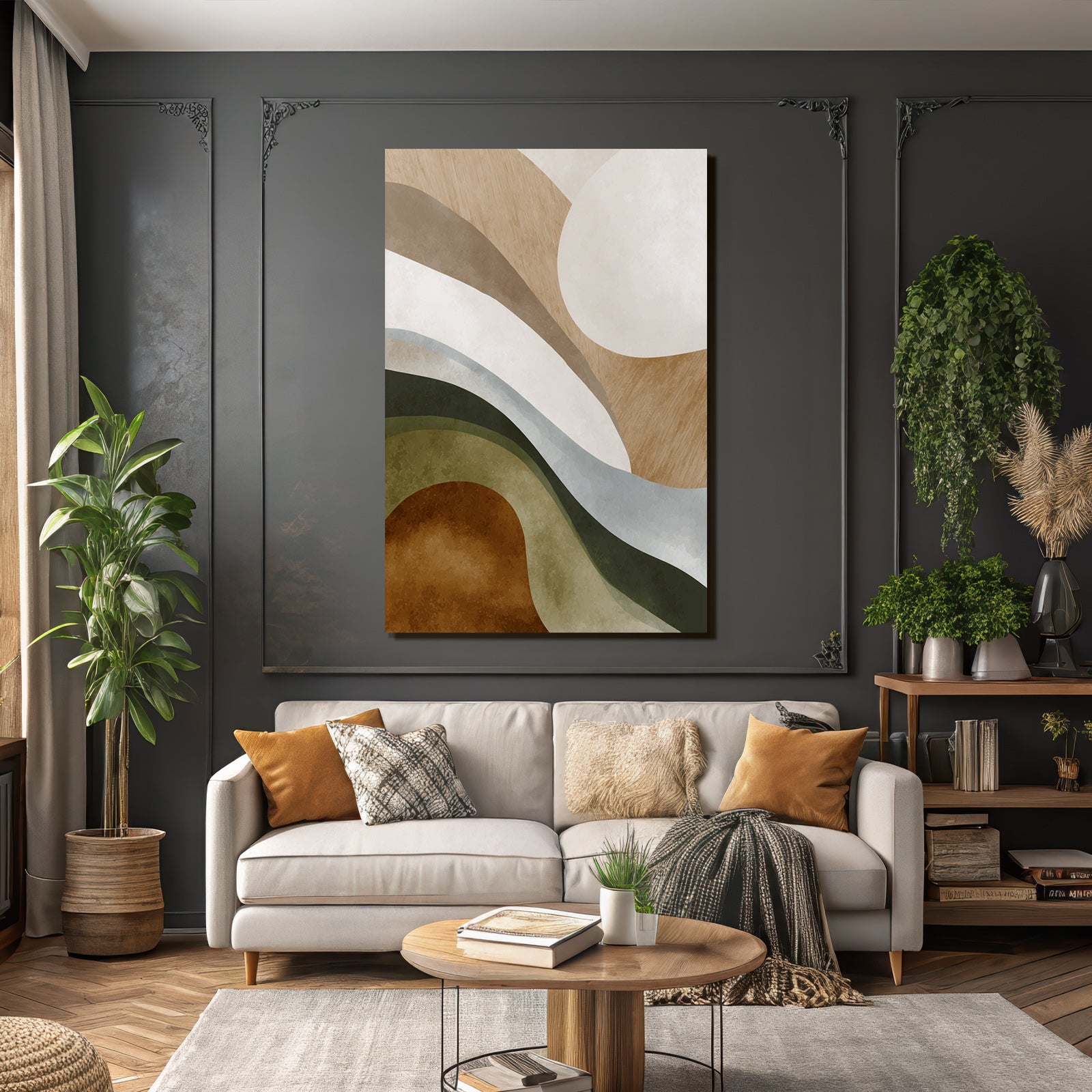 Abstract Design Earthy Colors Textured Layered Shapes Modern Art