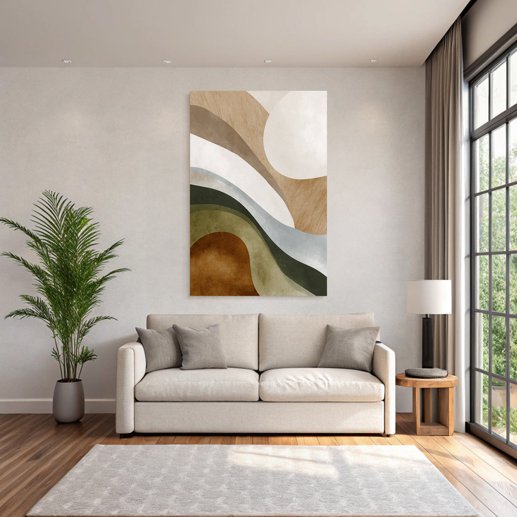 Abstract Design Earthy Colors Textured Layered Shapes Modern Art