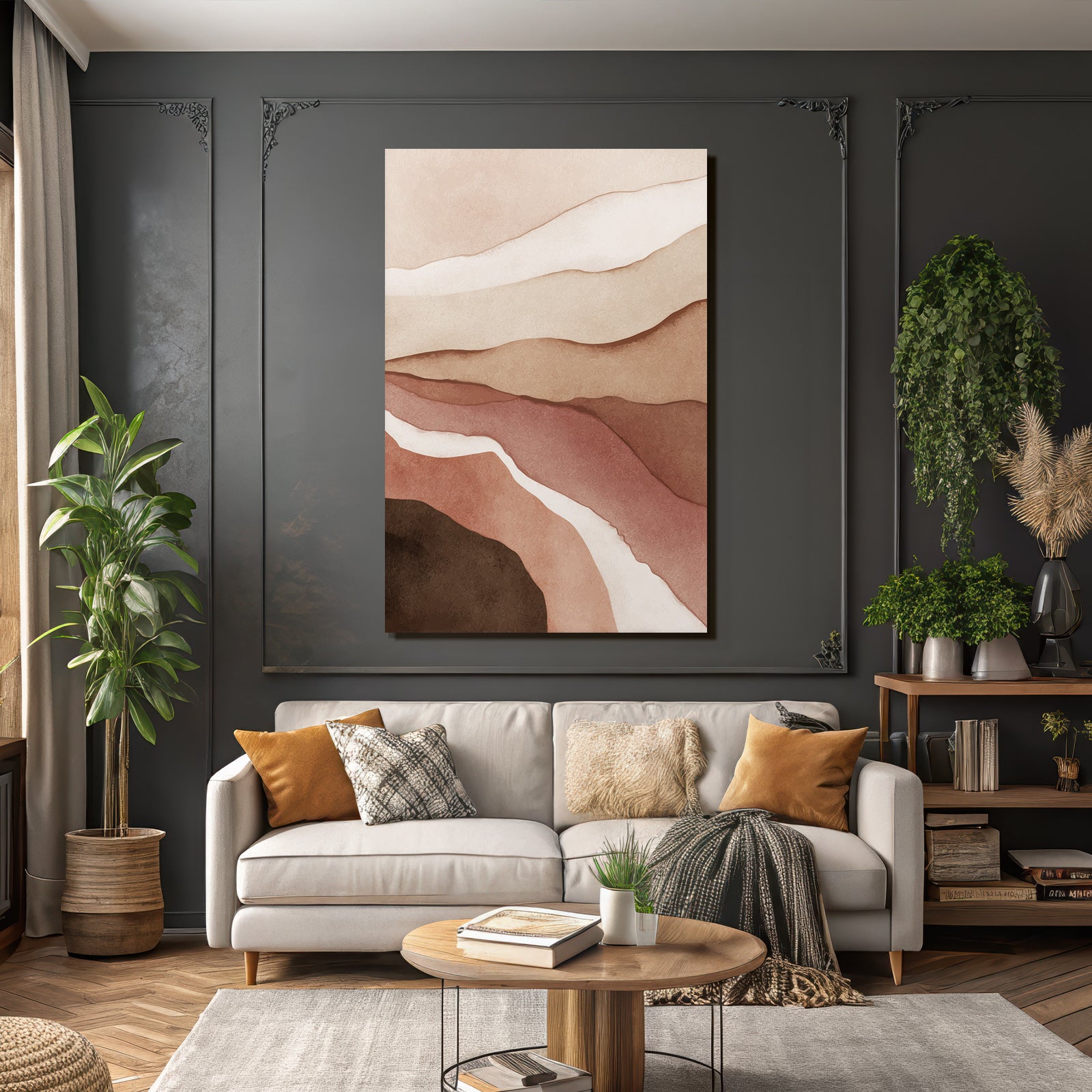 Abstract Design Erdtoene Wellen Huegel