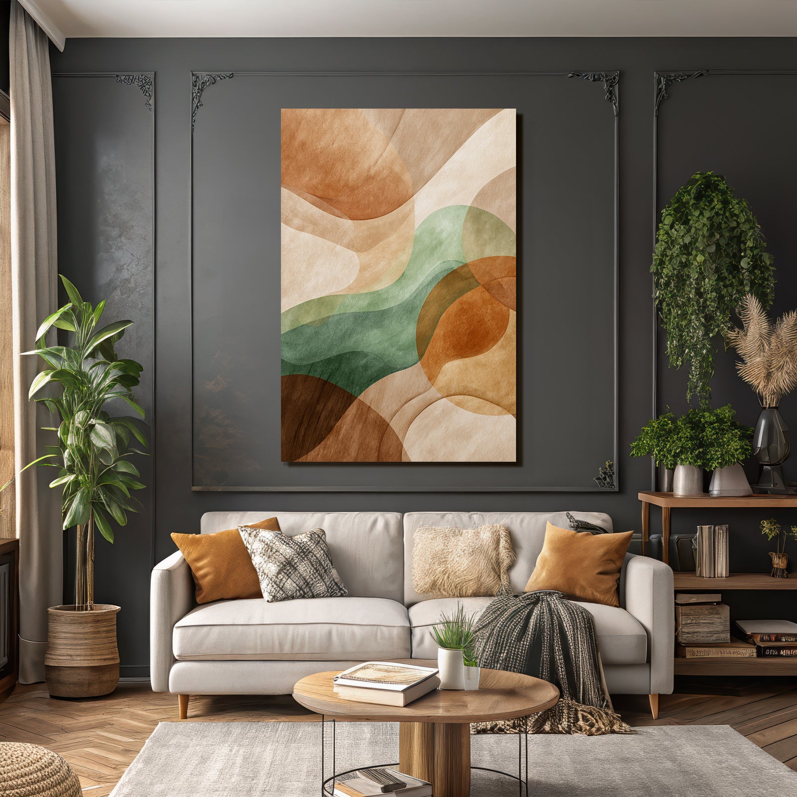 Abstract Design Wavy Shapes Warm Cool Colors