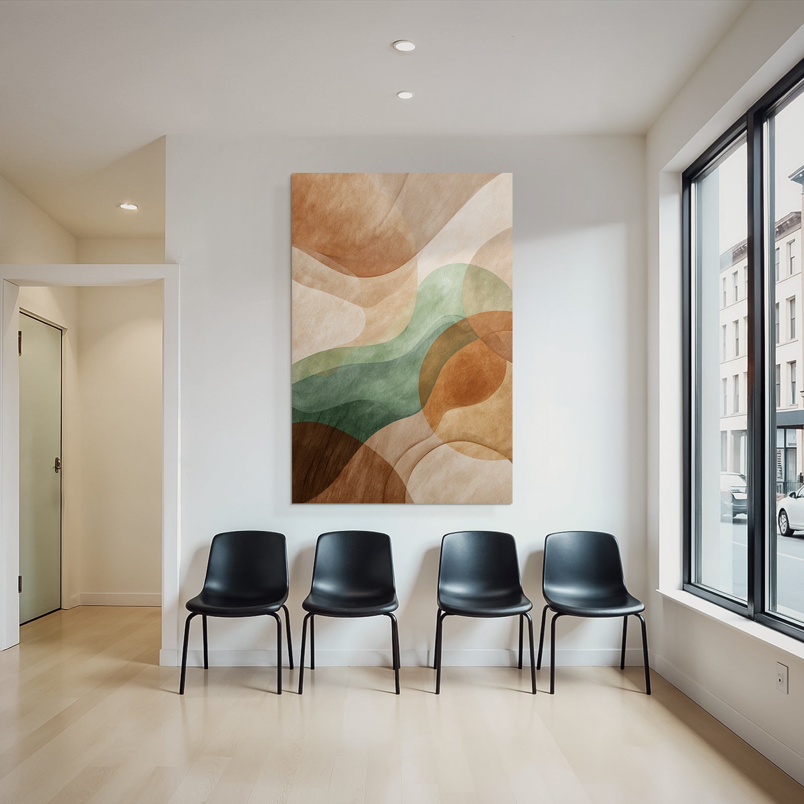 Abstract Design Wavy Shapes Warm Cool Colors