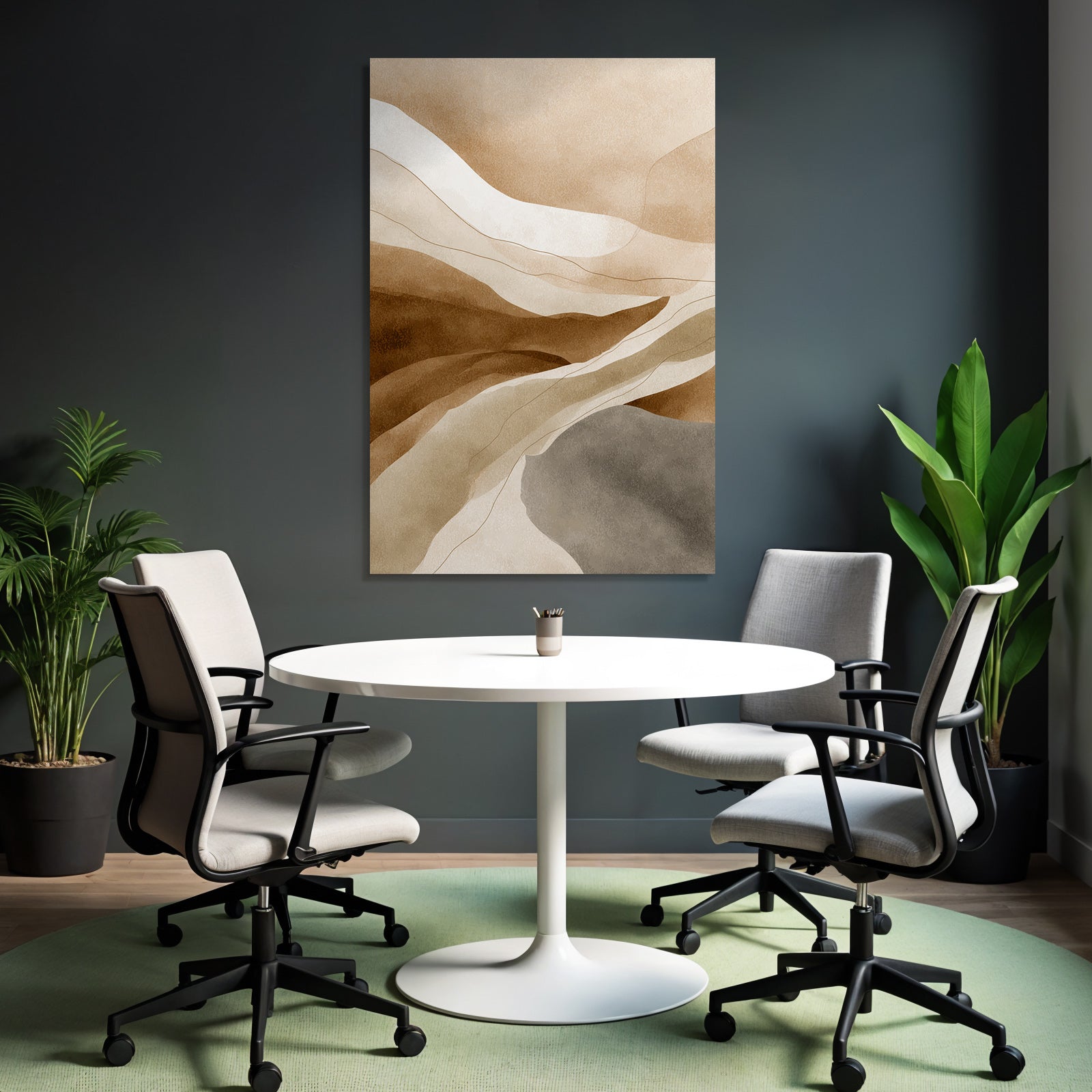 Abstract Earth Tones Wavy Shapes Design Illustration
