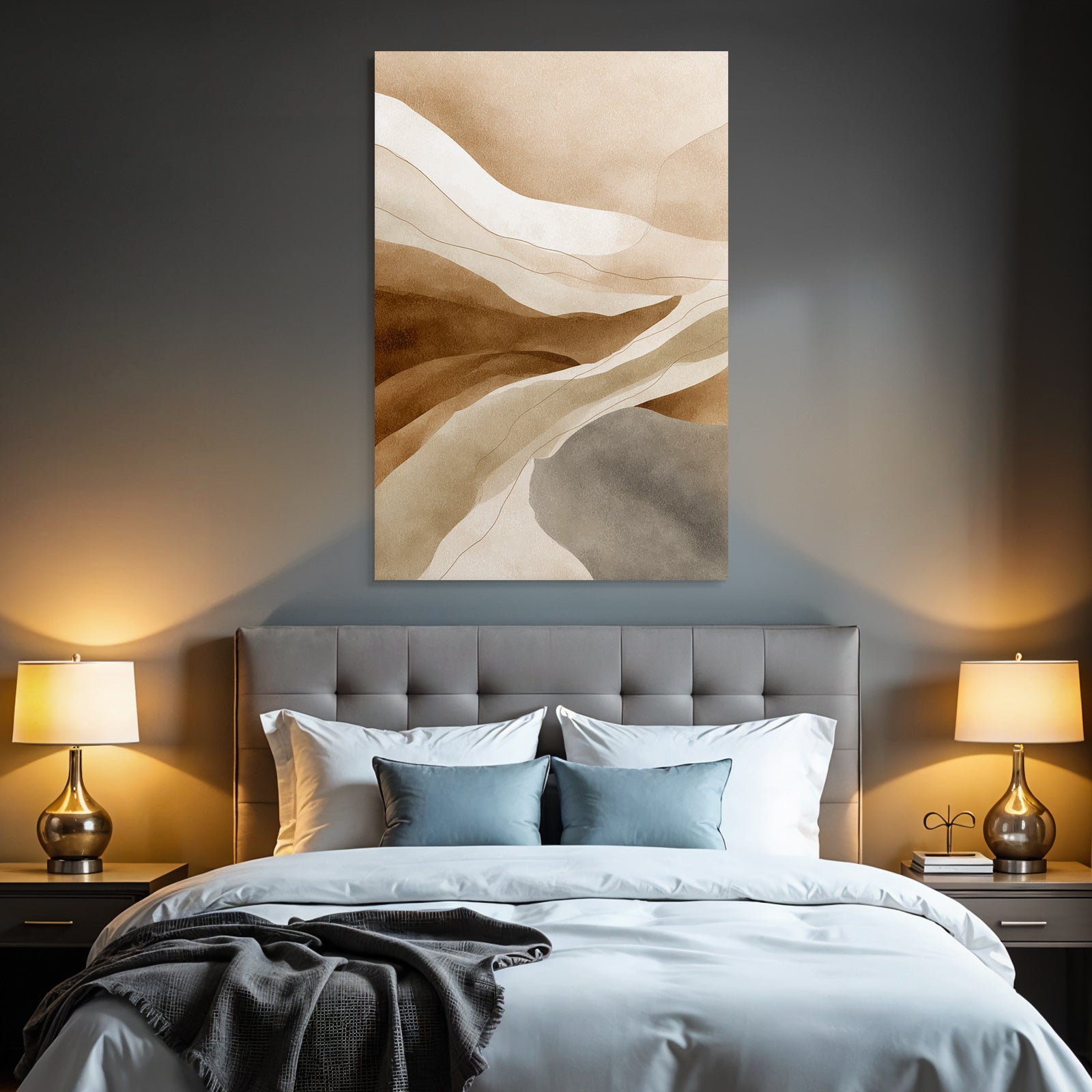 Abstract Earth Tones Wavy Shapes Design Illustration