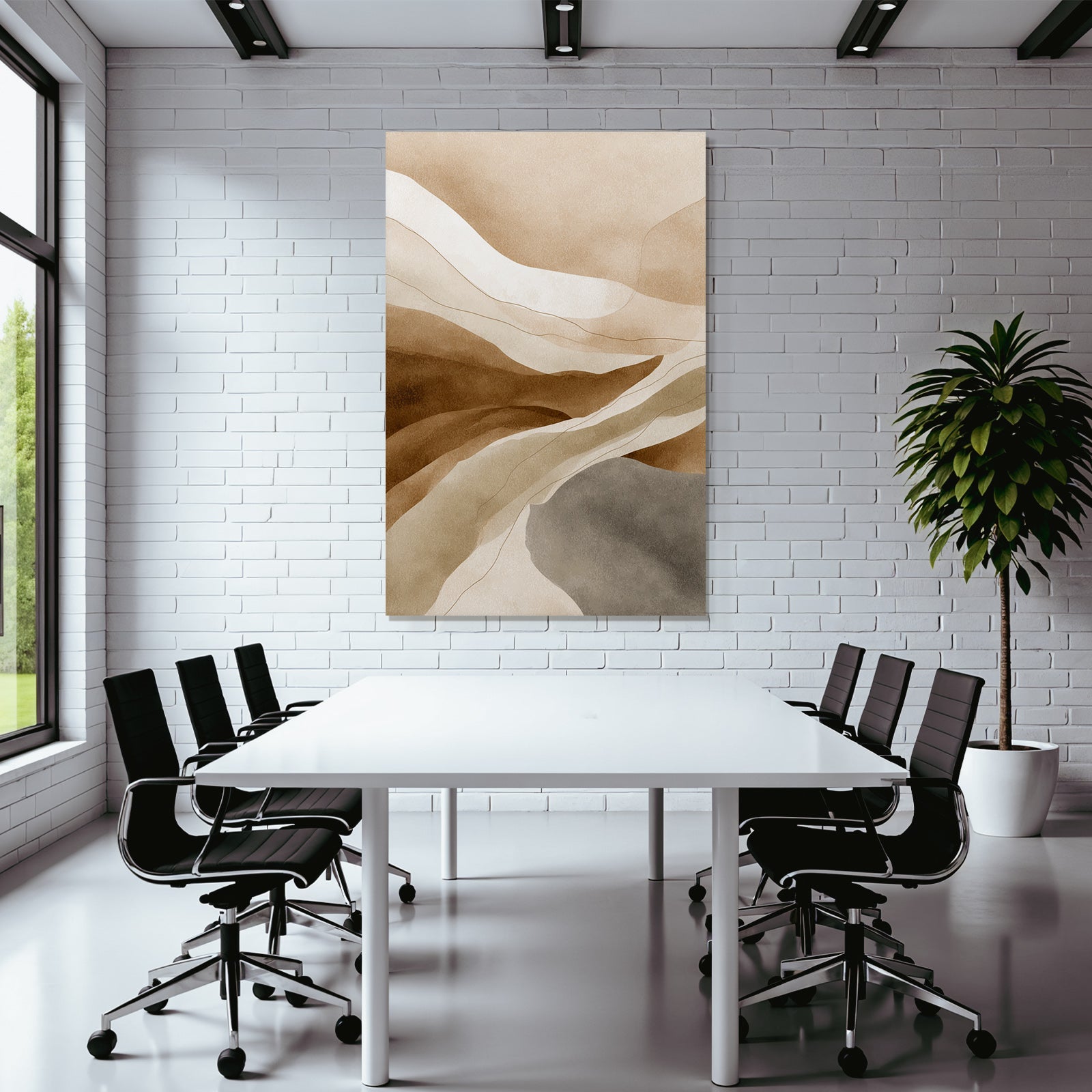 Abstract Earth Tones Wavy Shapes Design Illustration
