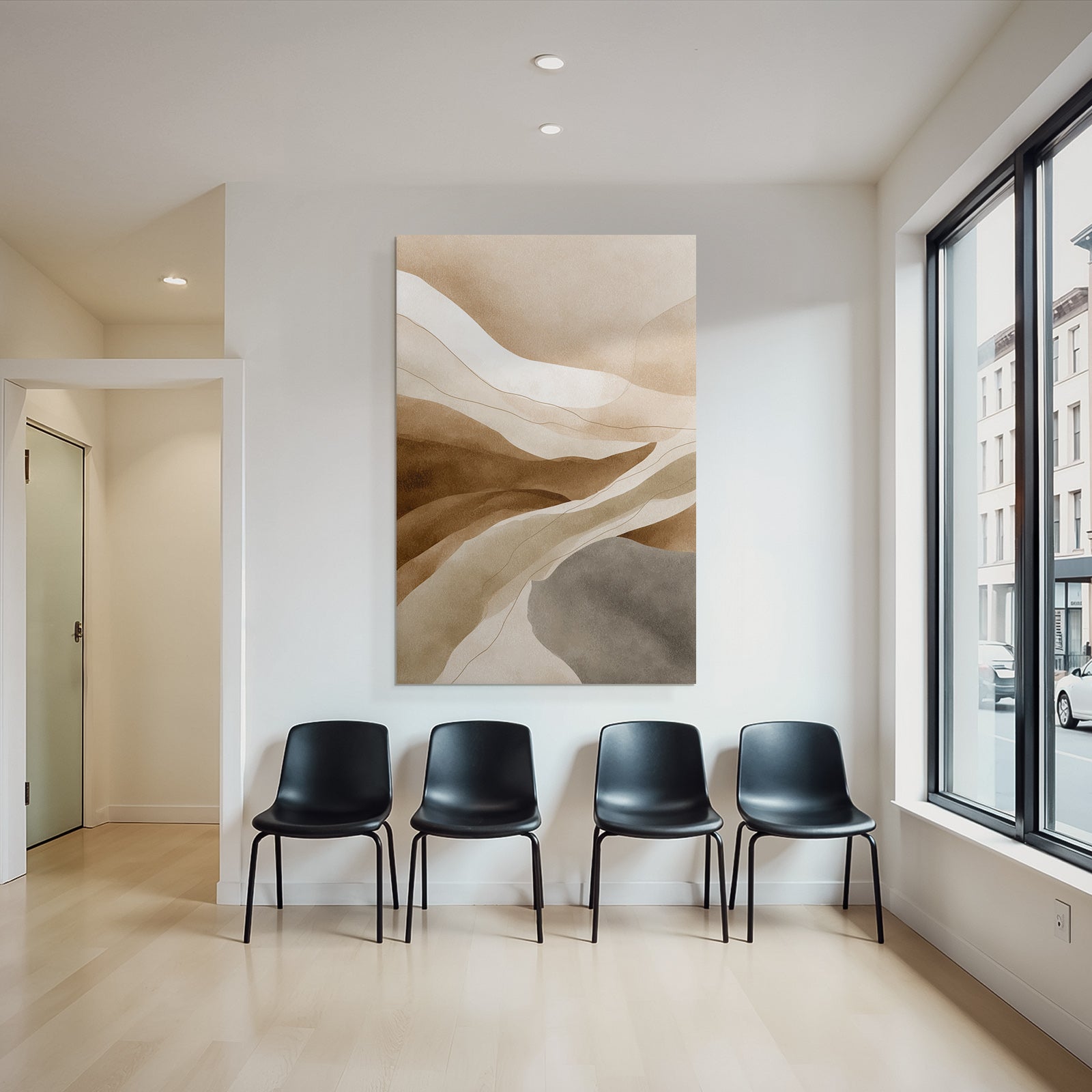 Abstract Earth Tones Wavy Shapes Design Illustration