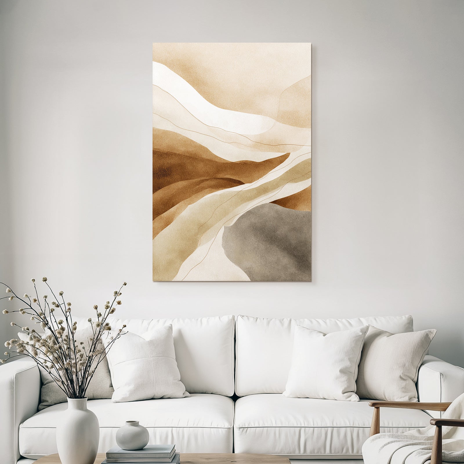Abstract Earth Tones Wavy Shapes Design Illustration