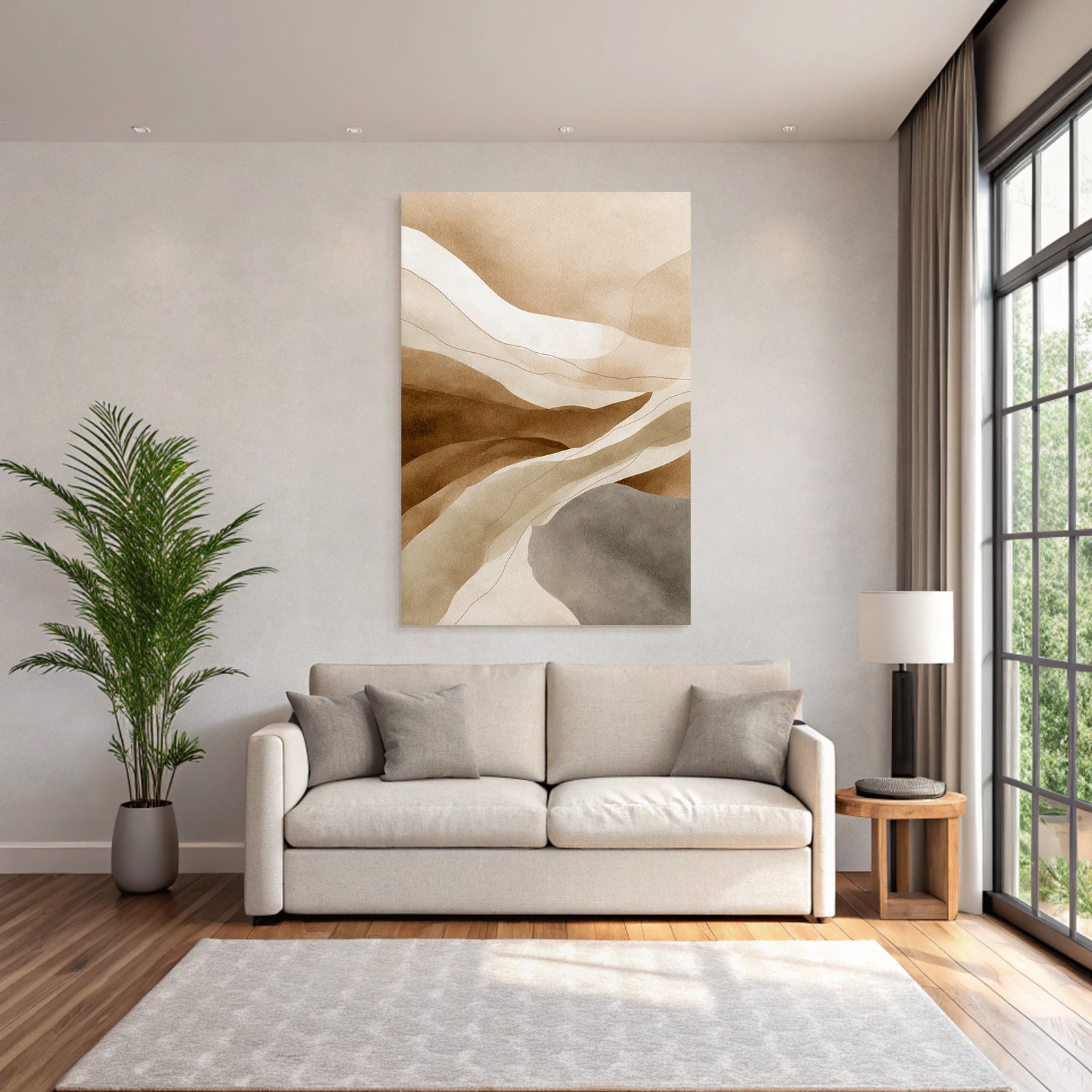 Abstract Earth Tones Wavy Shapes Design Illustration