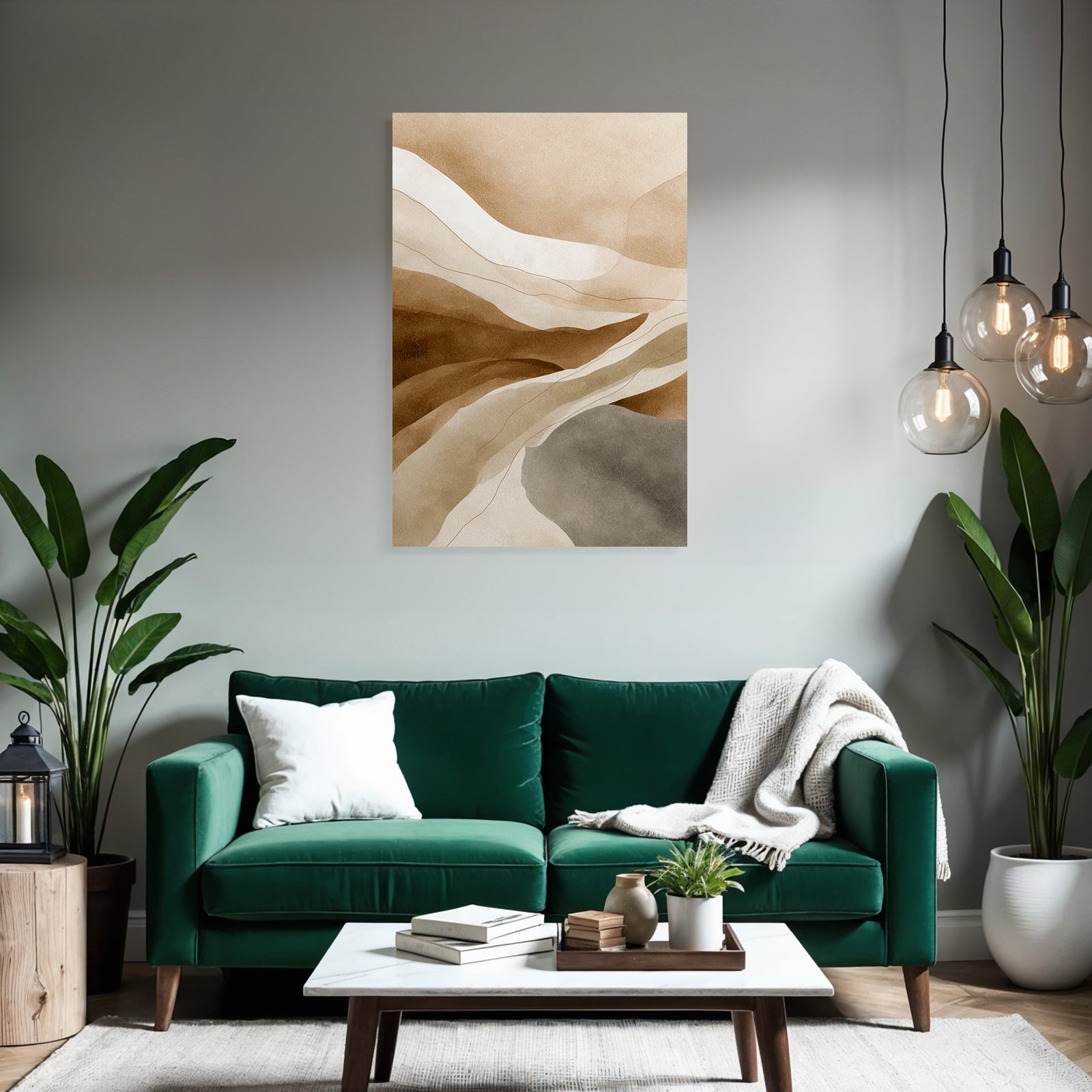 Abstract Earth Tones Wavy Shapes Design Illustration