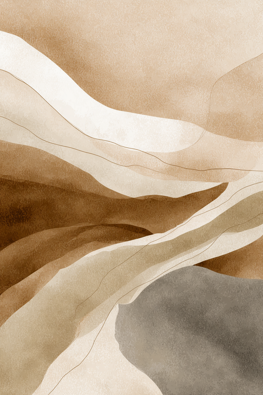 Abstract Earth Tones Wavy Shapes Design Illustration | Japandi | Einrichtungsstile