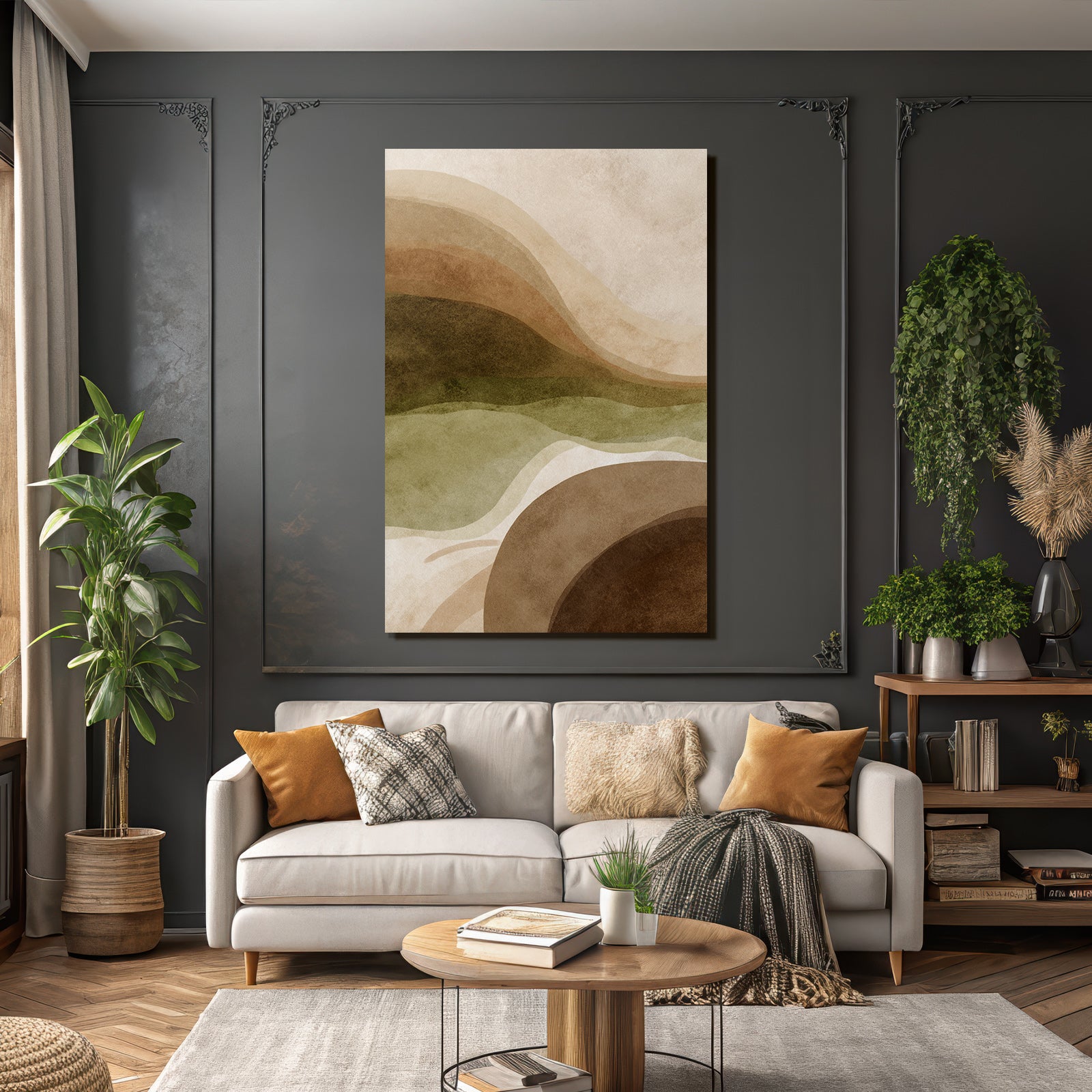 Abstract Earthy Design Flowing Shapes Layers