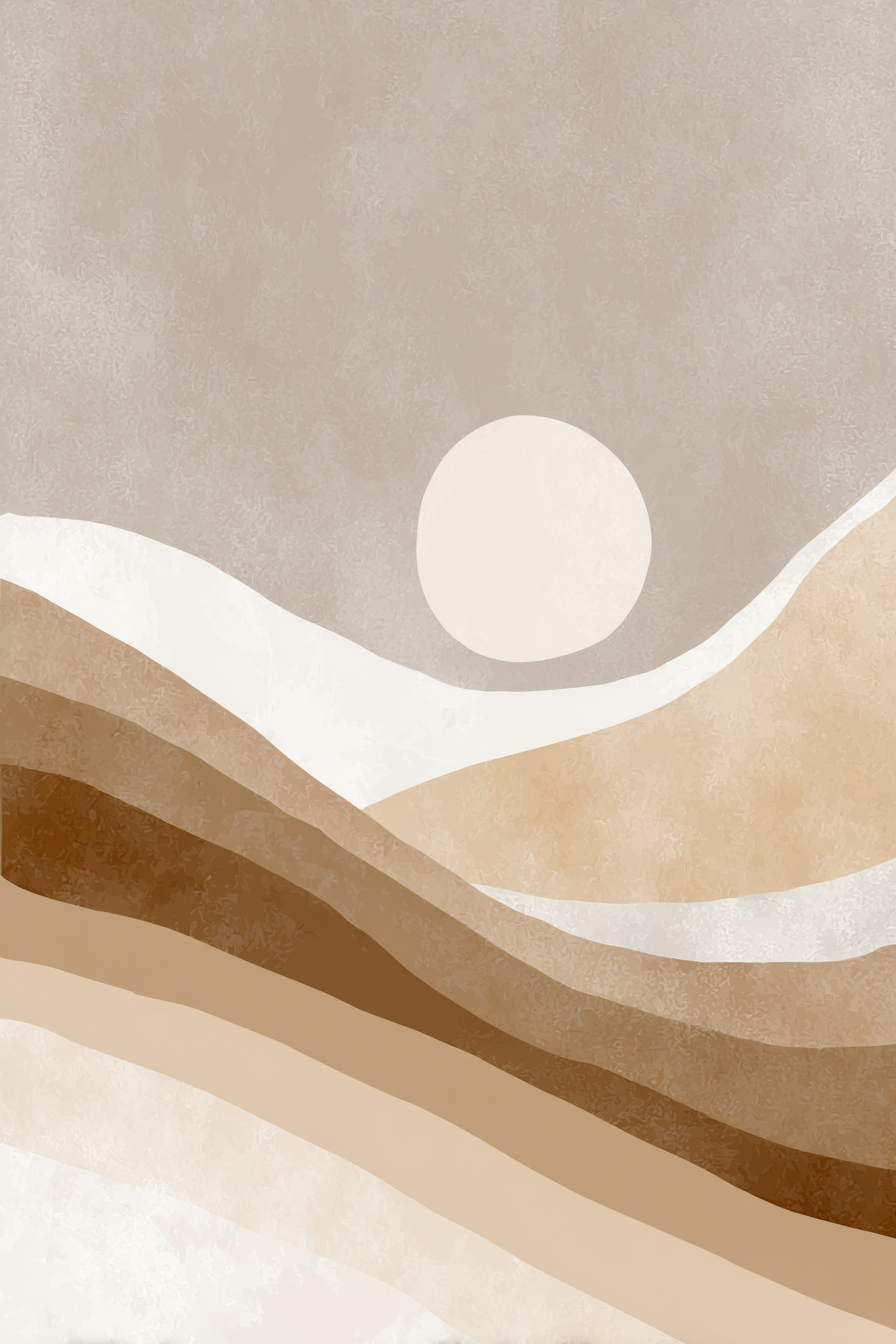 Abstract Illustration Soft Shapes Earth Tones Sun Minimalist | Japandi | Einrichtungsstile