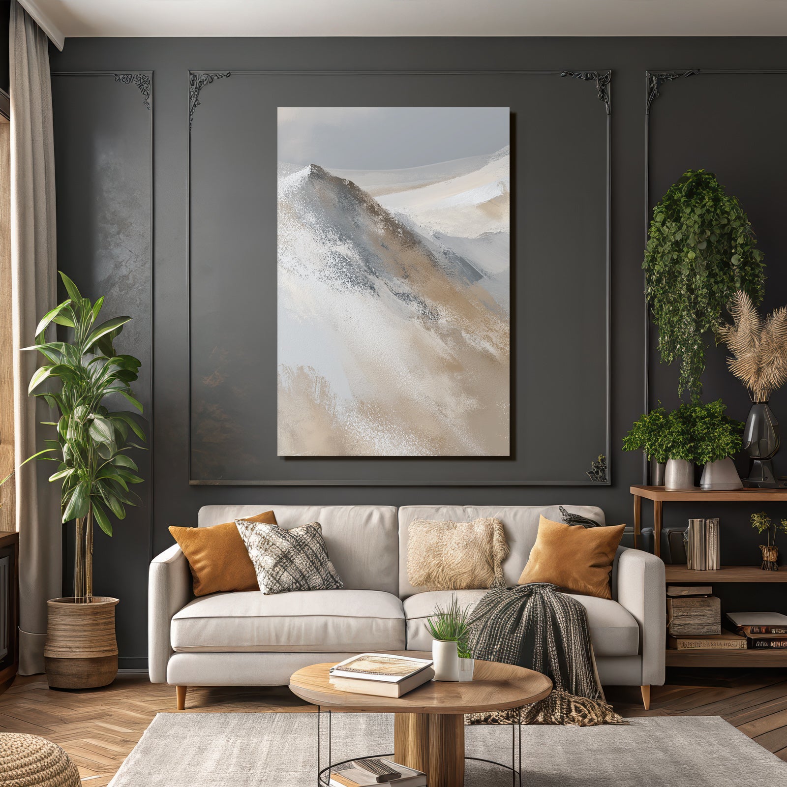 Abstract Landscape Blended Colors Browns Whites Grays Natural Elements Hills Mountains