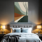 Abstract Landscape Geometric Colors Tree Silhouette