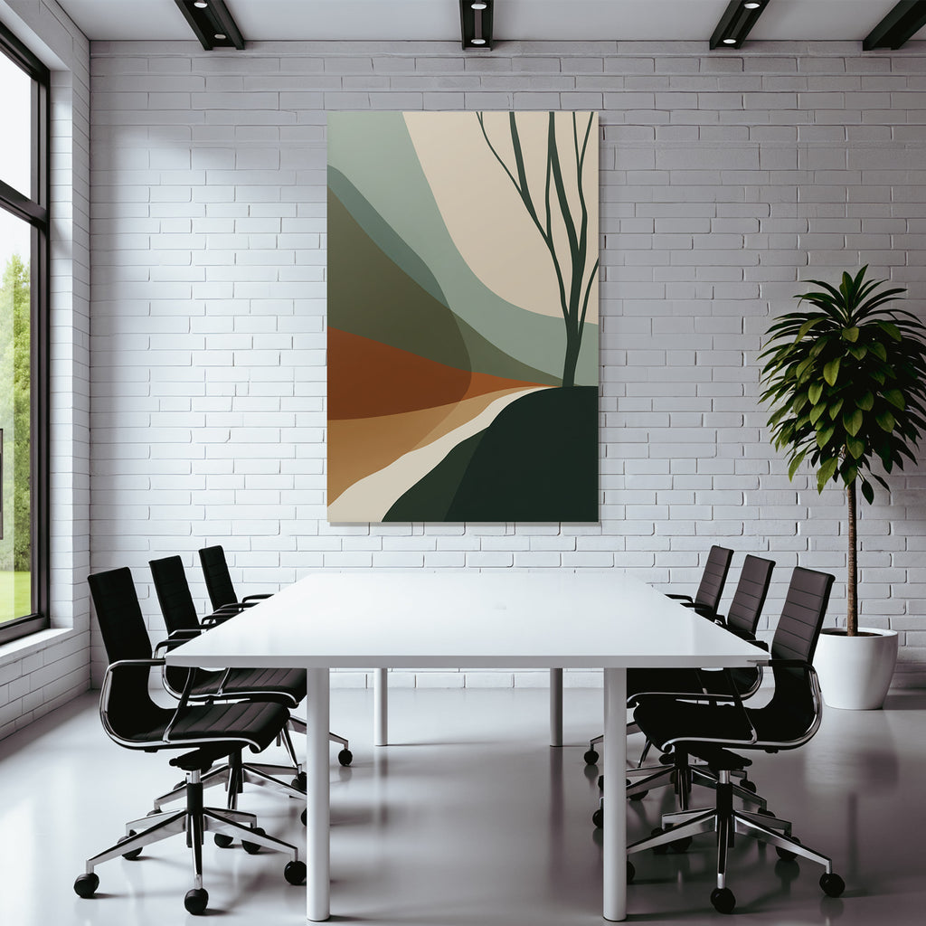 Abstract Landscape Geometric Colors Tree Silhouette