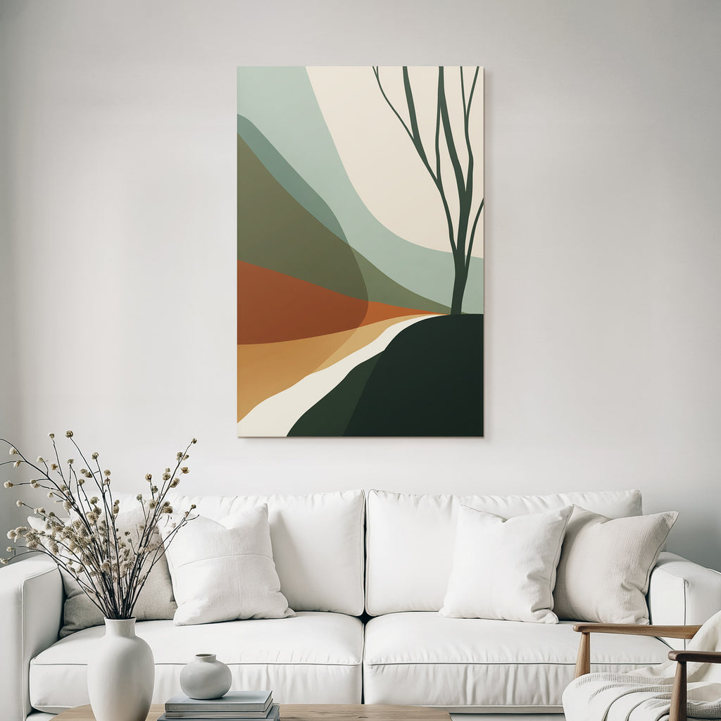 Abstract Landscape Geometric Colors Tree Silhouette
