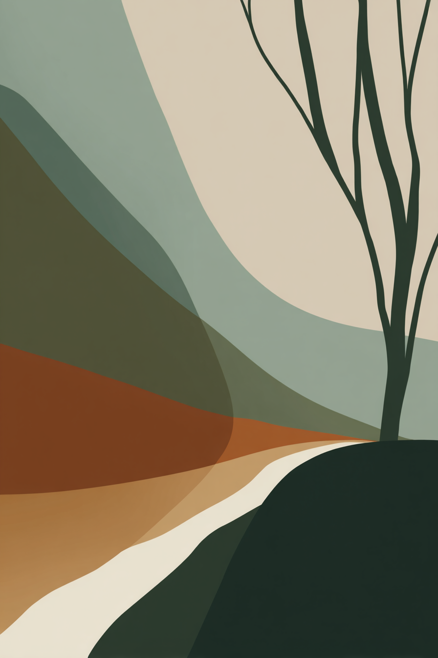 Abstract Landscape Geometric Colors Tree Silhouette | Japandi | Einrichtungsstile