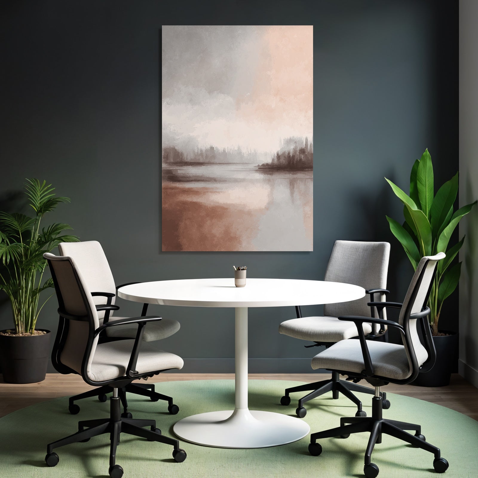 Abstract Landscape Painting Serene Colors Water Horizon