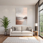 Abstract Landscape Painting Serene Colors Water Horizon