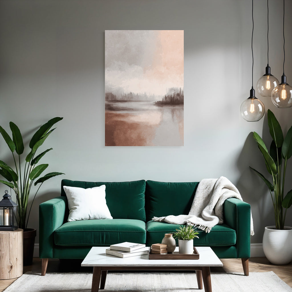 Abstract Landscape Painting Serene Colors Water Horizon