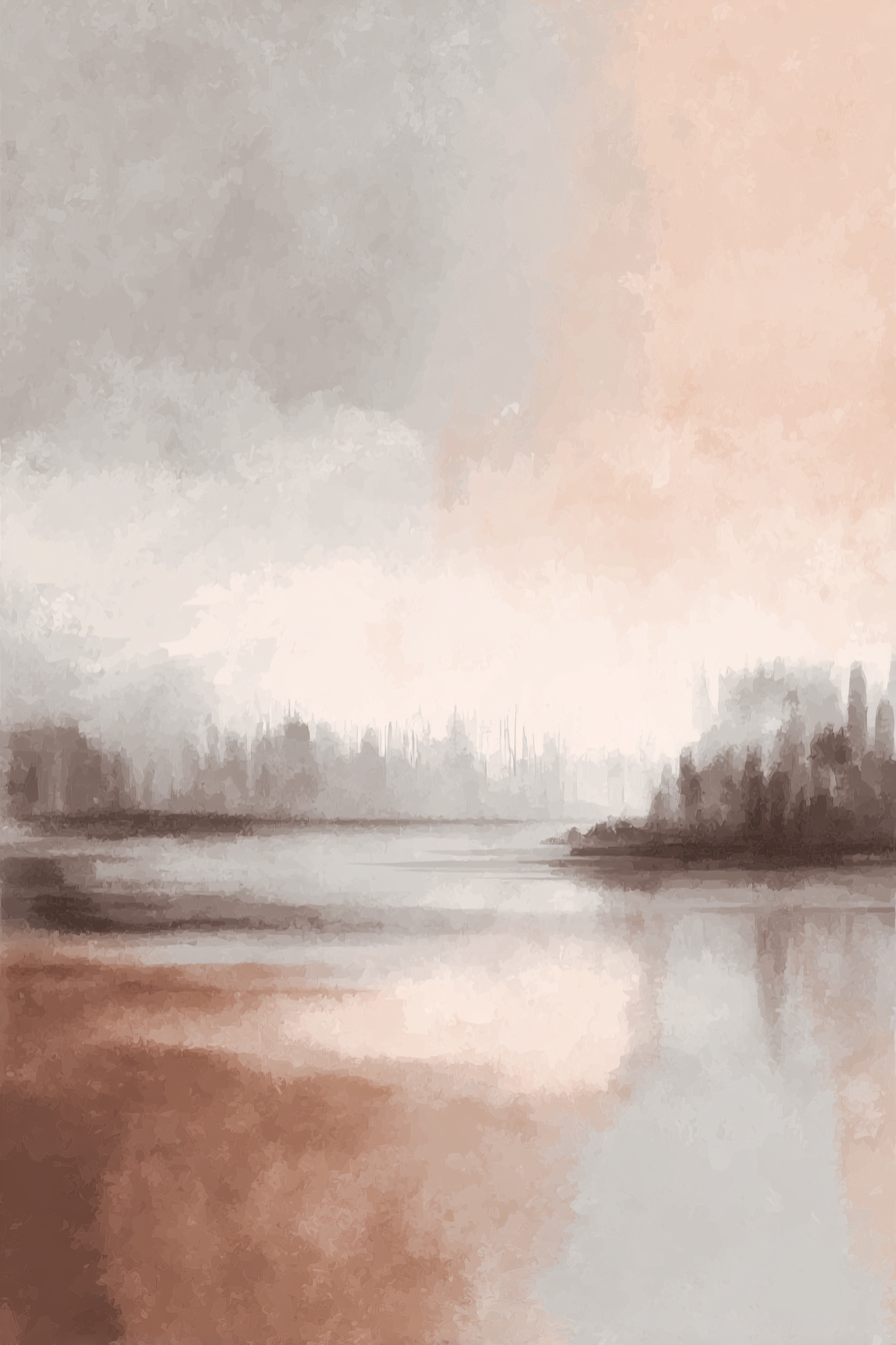 Abstract Landscape Painting Serene Colors Water Horizon | Japandi | Einrichtungsstile