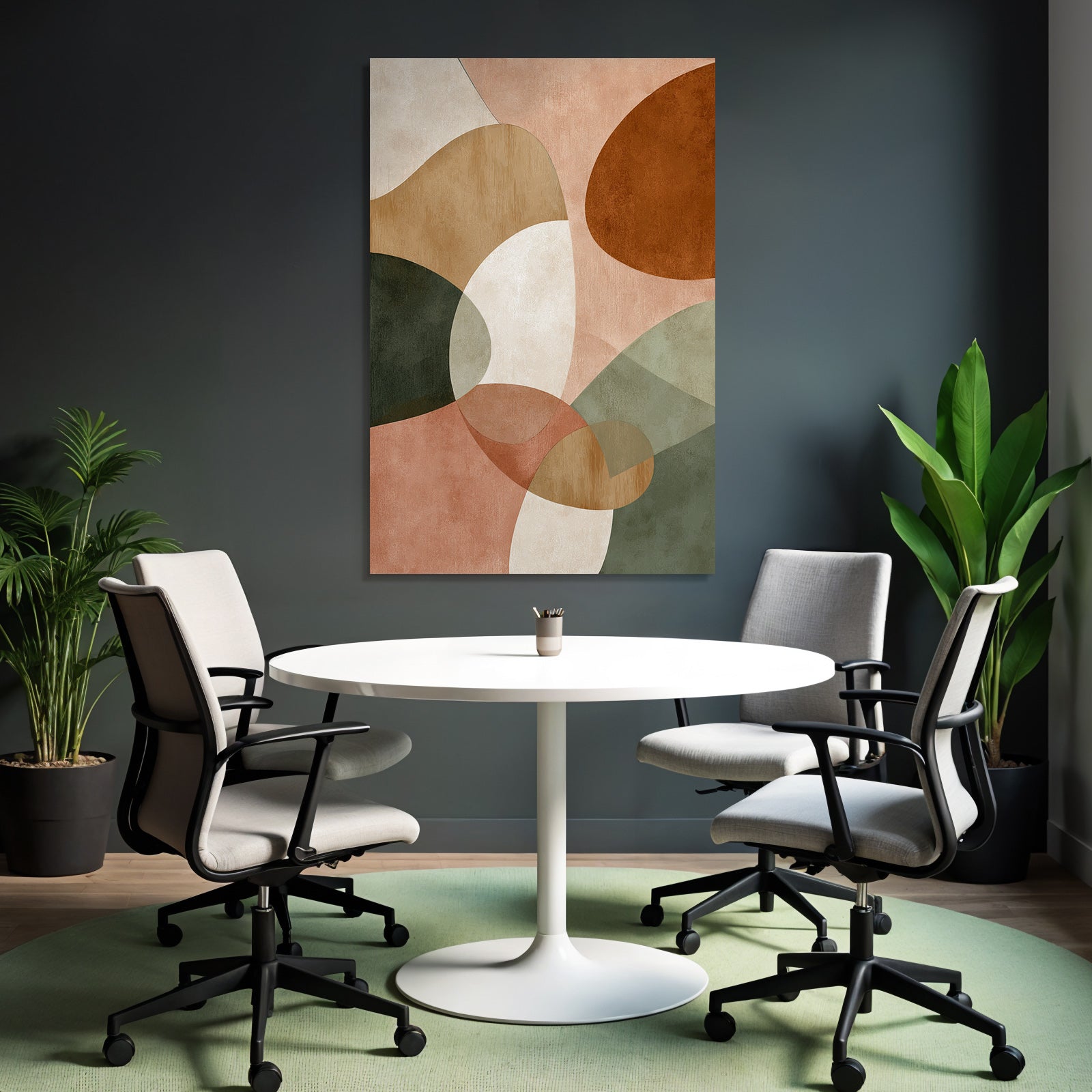 Abstract Org Shapes Warm Colors Beige Terracotta Green