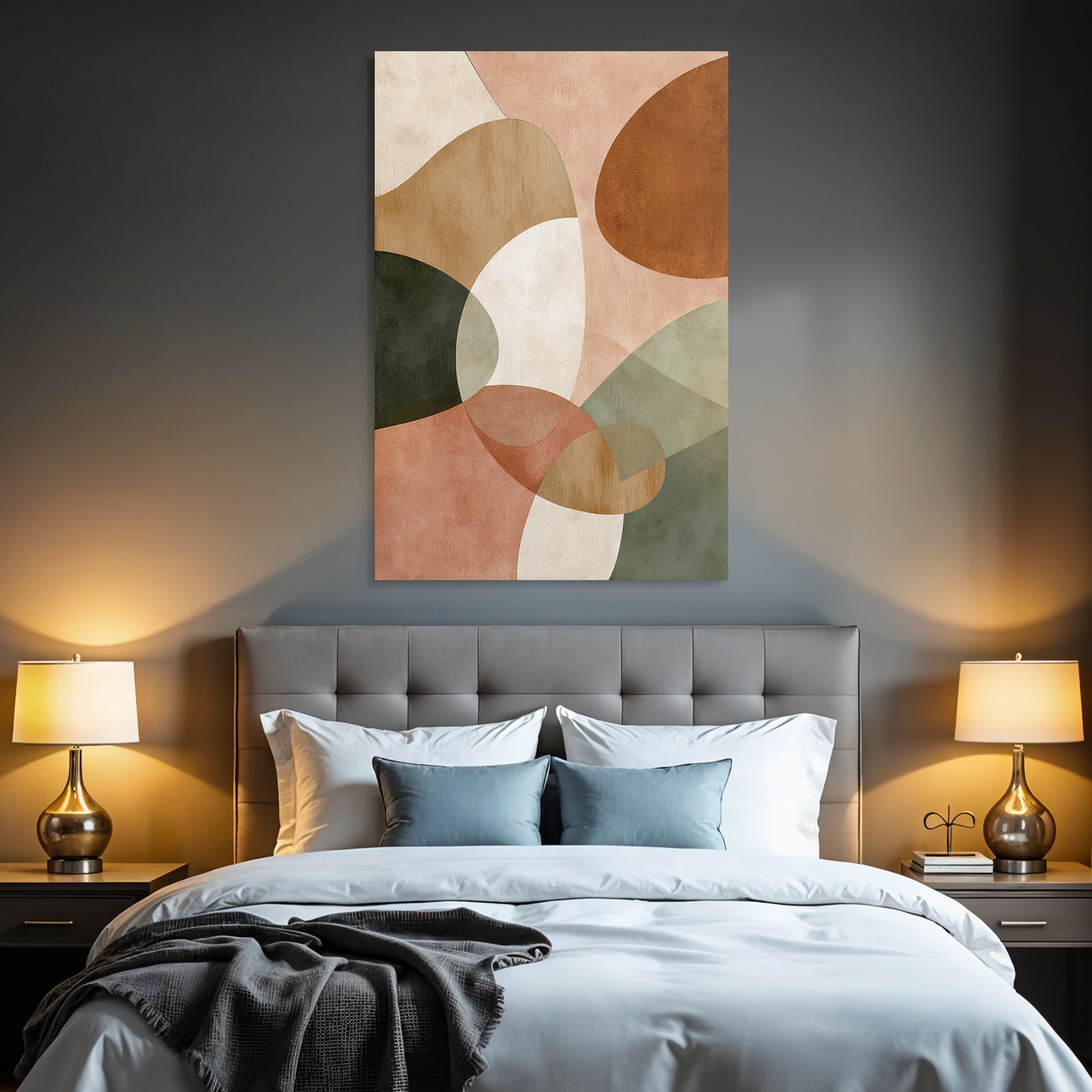 Abstract Org Shapes Warm Colors Beige Terracotta Green
