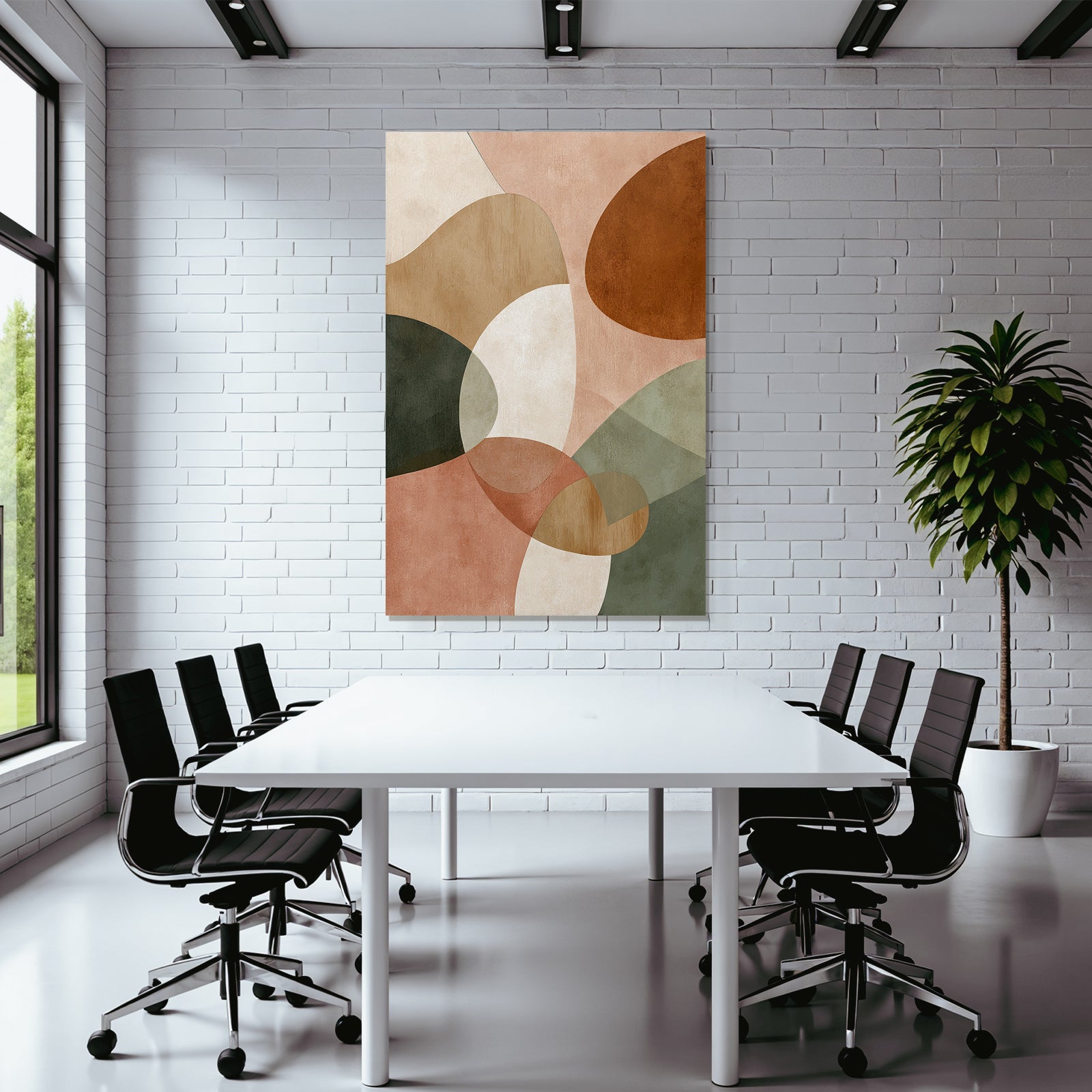 Abstract Org Shapes Warm Colors Beige Terracotta Green