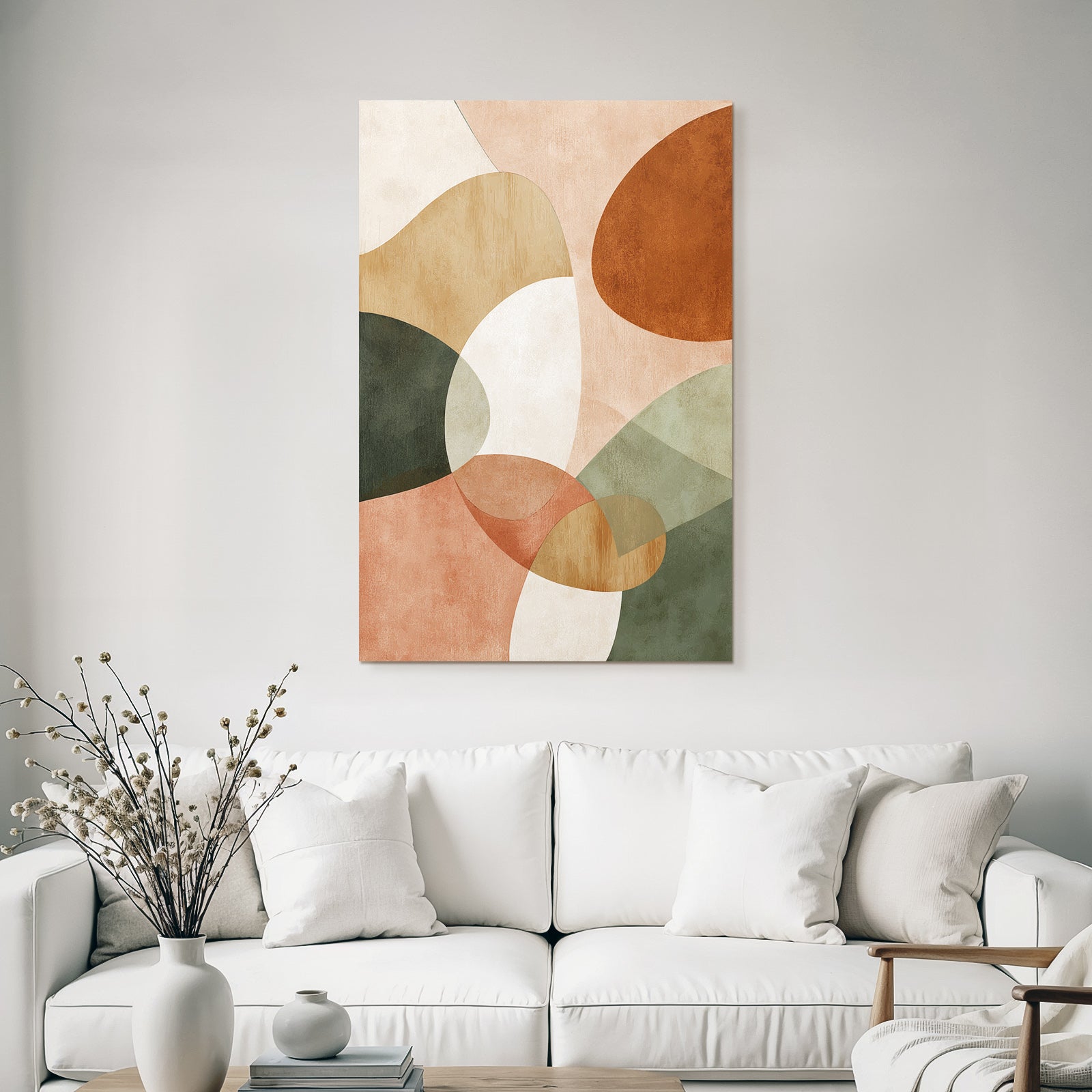 Abstract Org Shapes Warm Colors Beige Terracotta Green