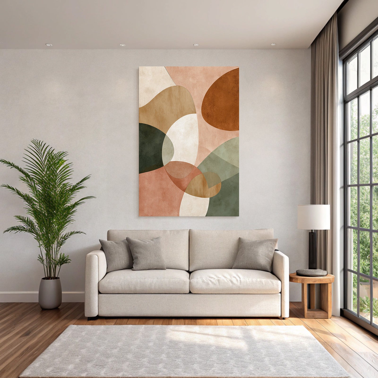 Abstract Org Shapes Warm Colors Beige Terracotta Green