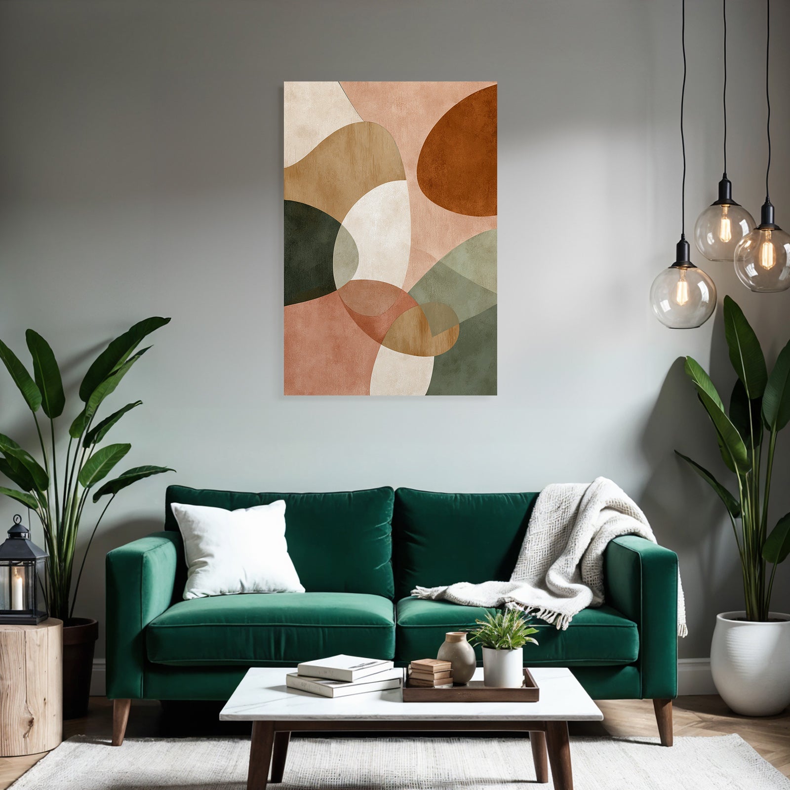 Abstract Org Shapes Warm Colors Beige Terracotta Green