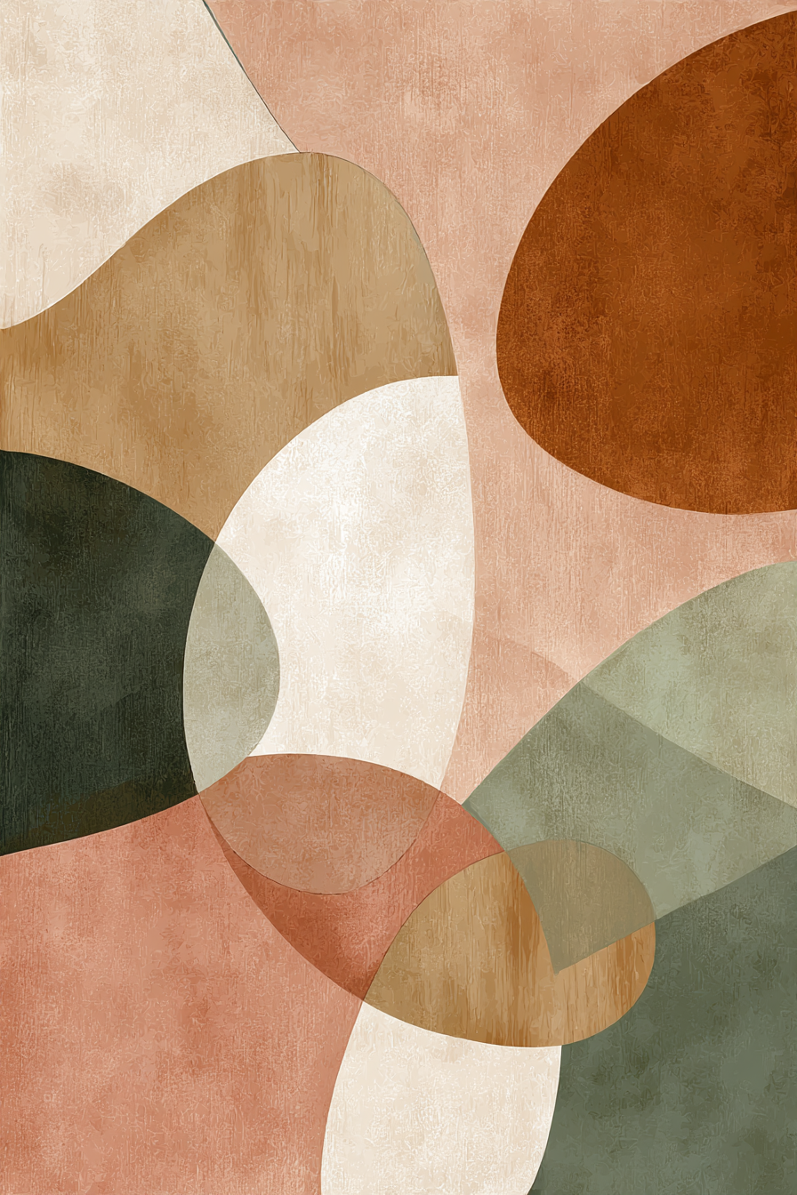 Abstract Org Shapes Warm Colors Beige Terracotta Green | Japandi | Einrichtungsstile