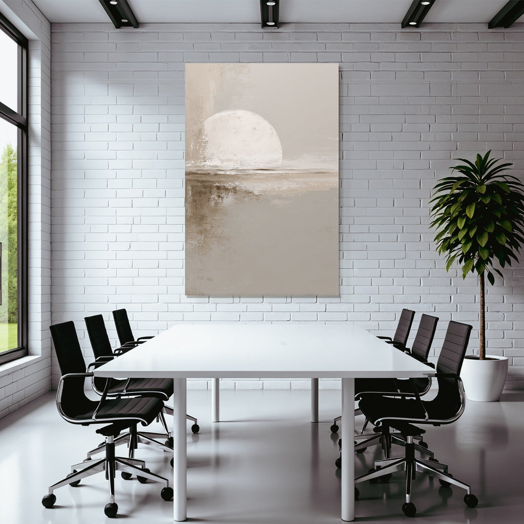 Abstract Painting Circular Shape Sun Moon Muted Background Earthy Tones