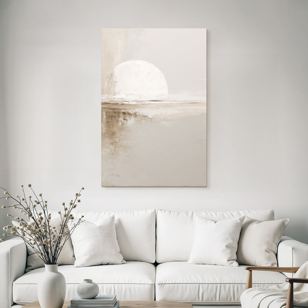 Abstract Painting Circular Shape Sun Moon Muted Background Earthy Tones