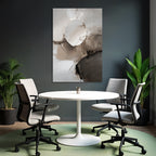 Abstract Painting Circular Shapes Soft Colors White Beige Gray Texture Layered Brushstroke Effect