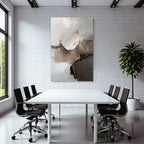 Abstract Painting Circular Shapes Soft Colors White Beige Gray Texture Layered Brushstroke Effect