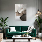 Abstract Painting Circular Shapes Soft Colors White Beige Gray Texture Layered Brushstroke Effect
