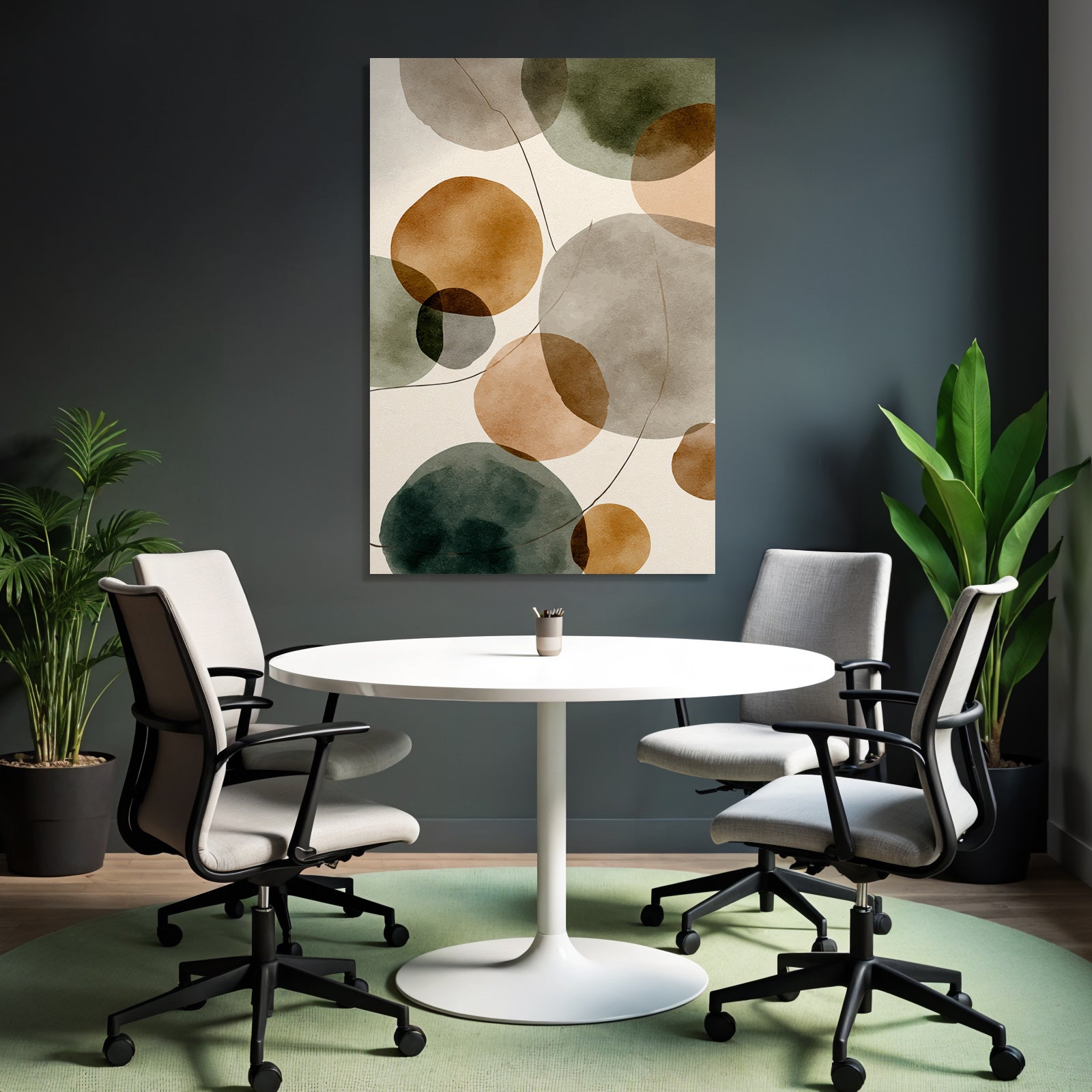 Abstract Watercolor Circles Earthy Tones Light Background