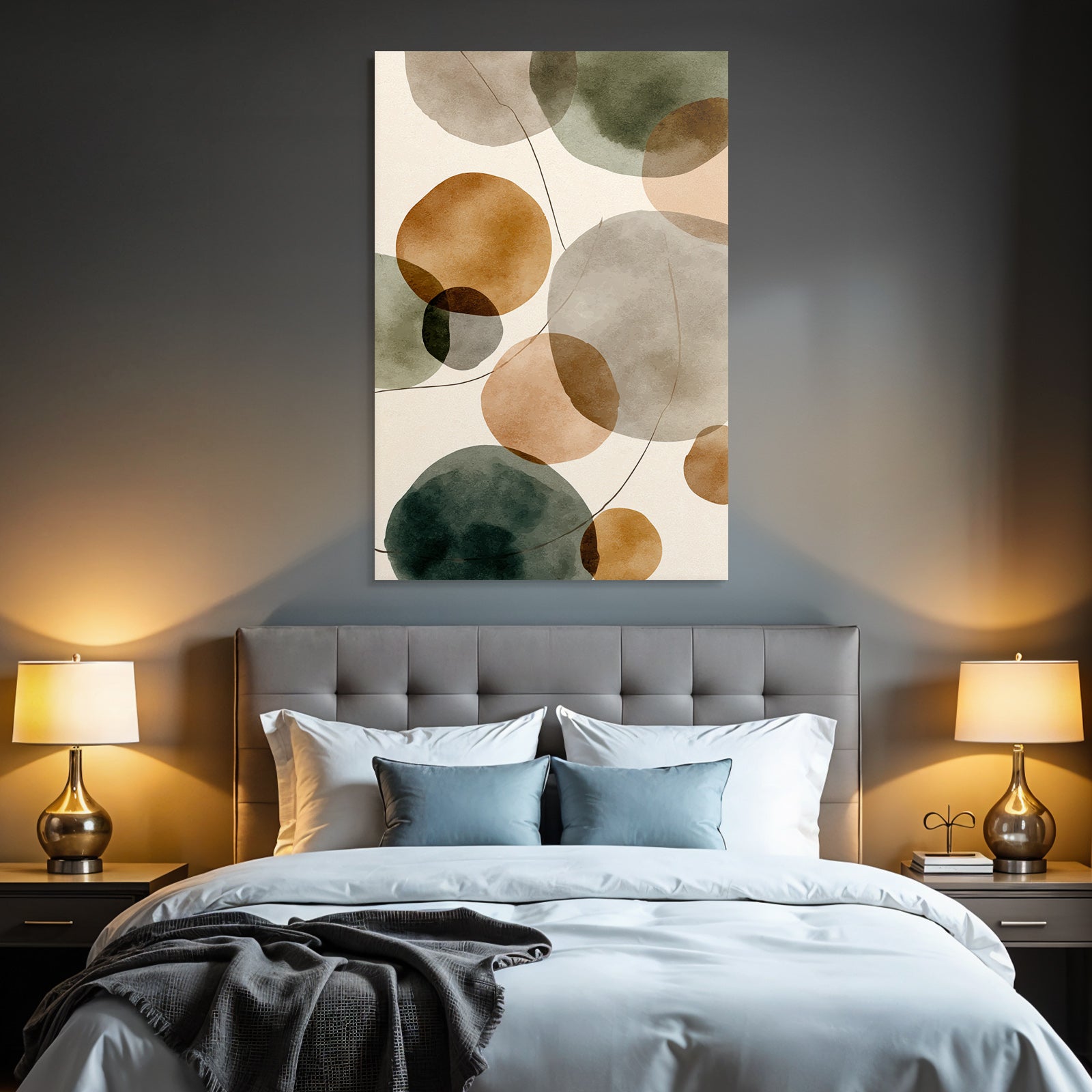 Abstract Watercolor Circles Earthy Tones Light Background