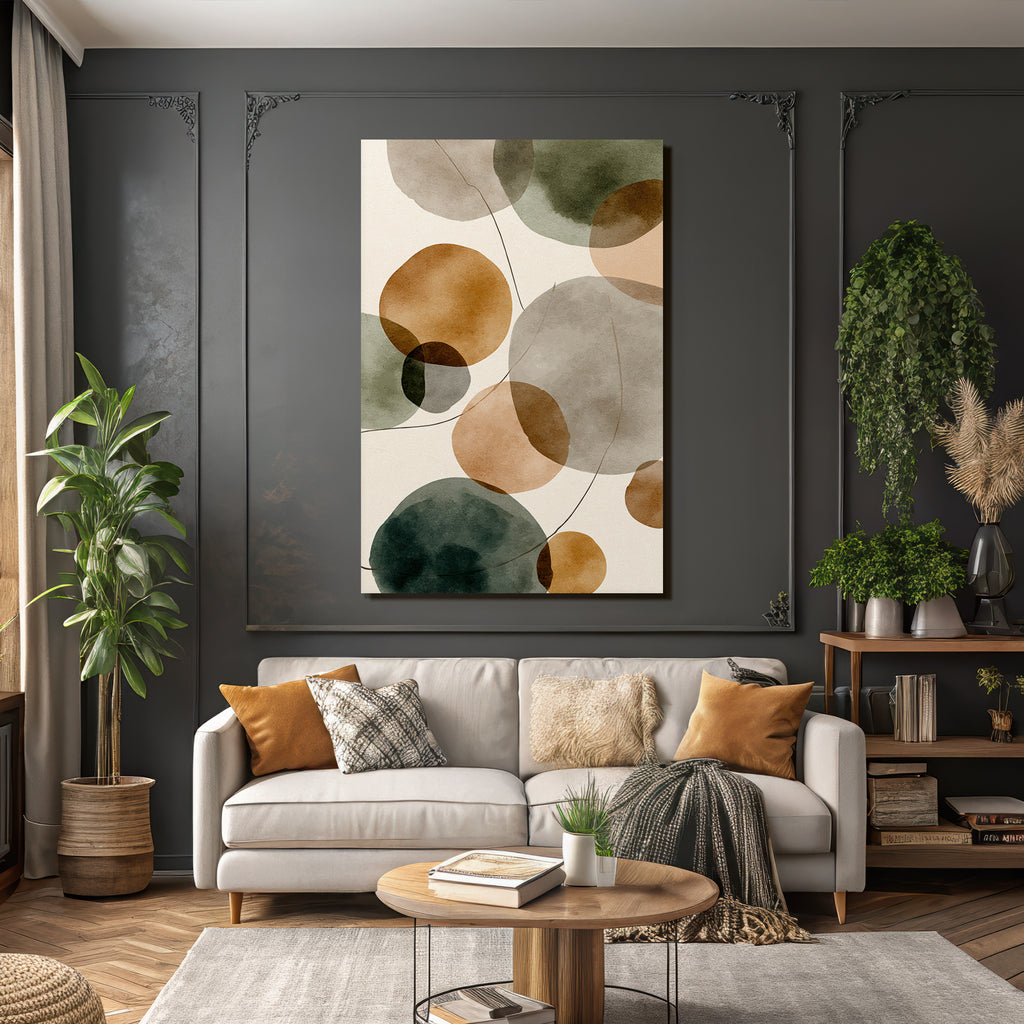 Abstract Watercolor Circles Earthy Tones Light Background