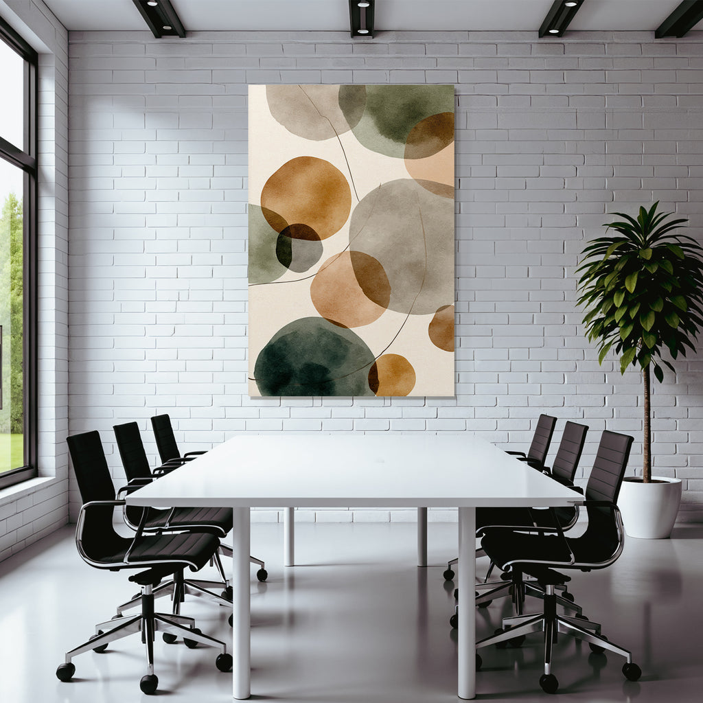 Abstract Watercolor Circles Earthy Tones Light Background