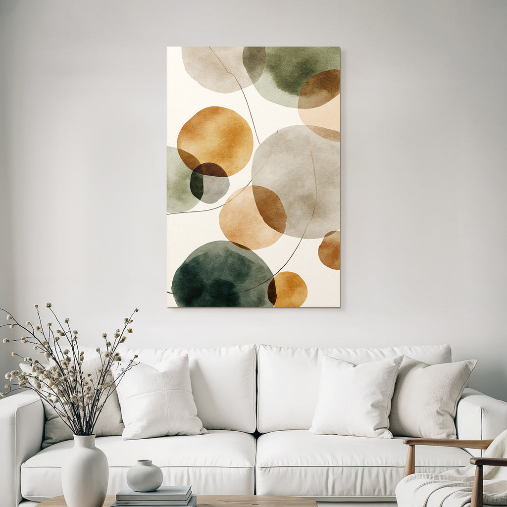 Abstract Watercolor Circles Earthy Tones Light Background