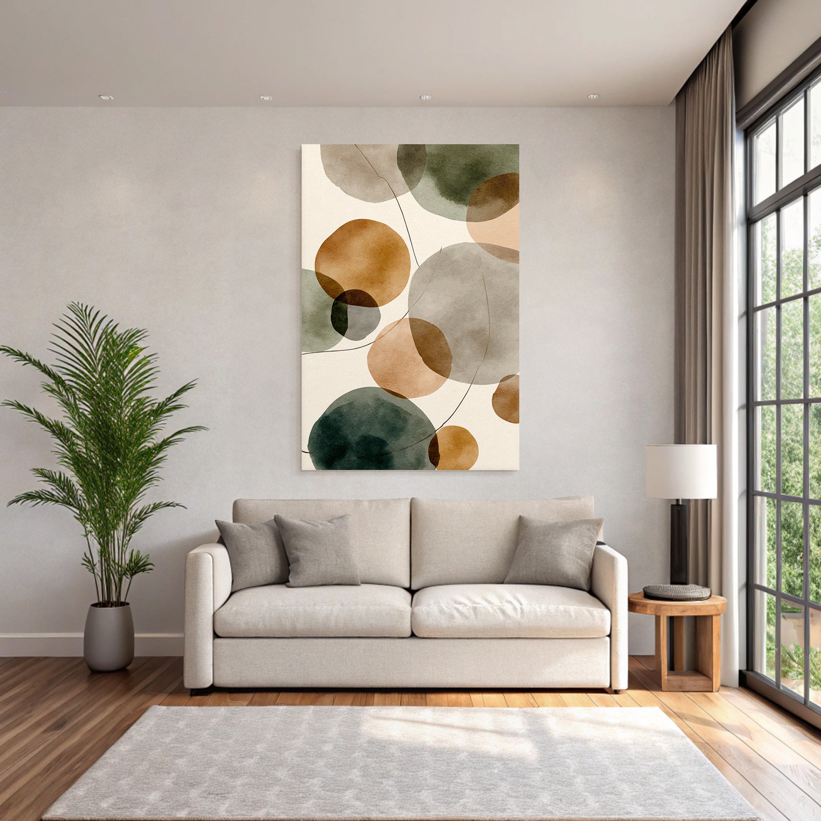 Abstract Watercolor Circles Earthy Tones Light Background