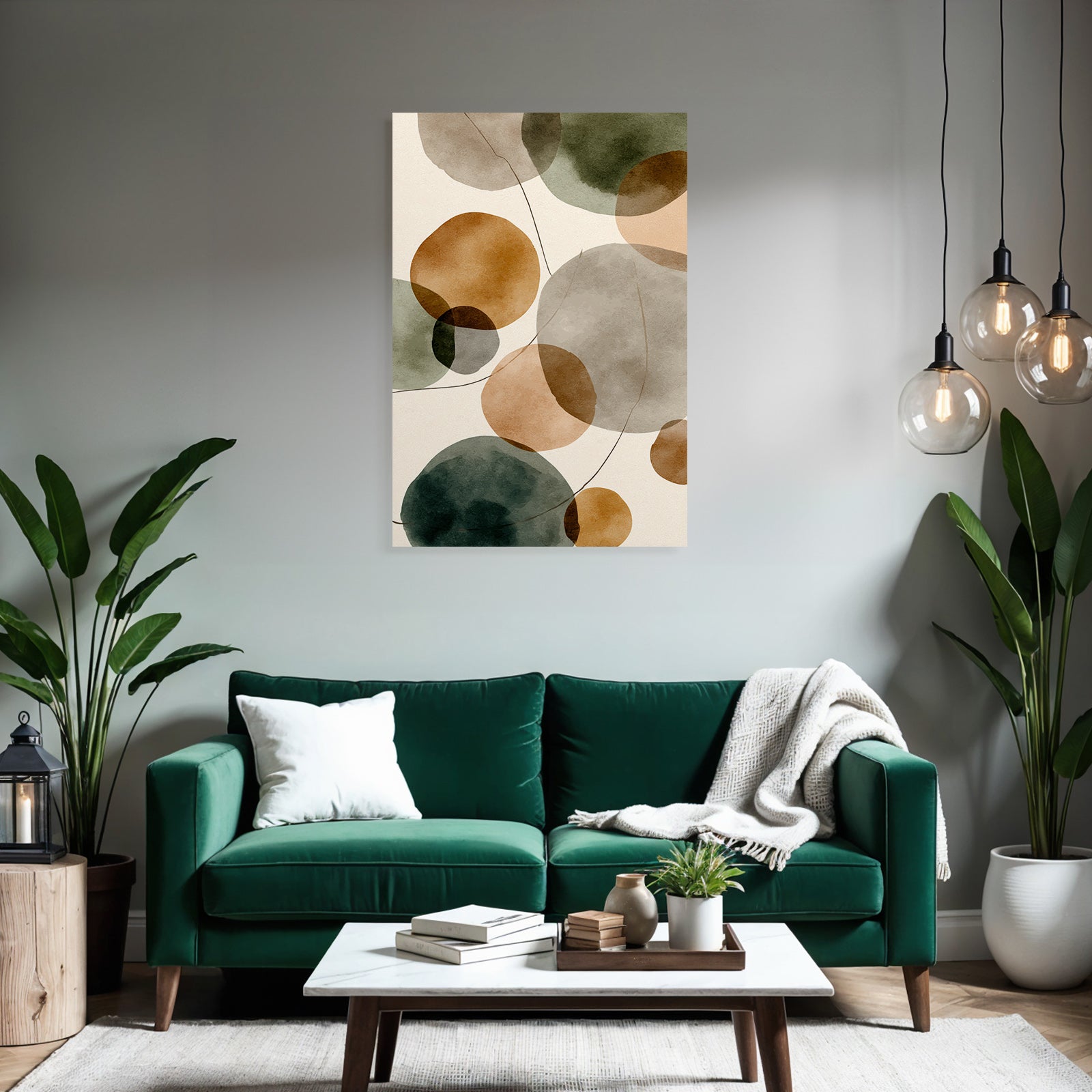 Abstract Watercolor Circles Earthy Tones Light Background