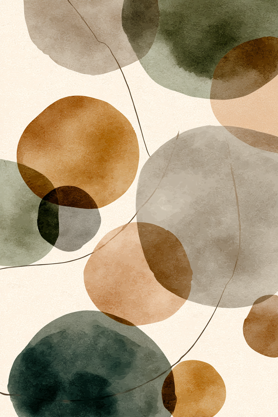 Abstract Watercolor Circles Earthy Tones Light Background | Japandi | Einrichtungsstile