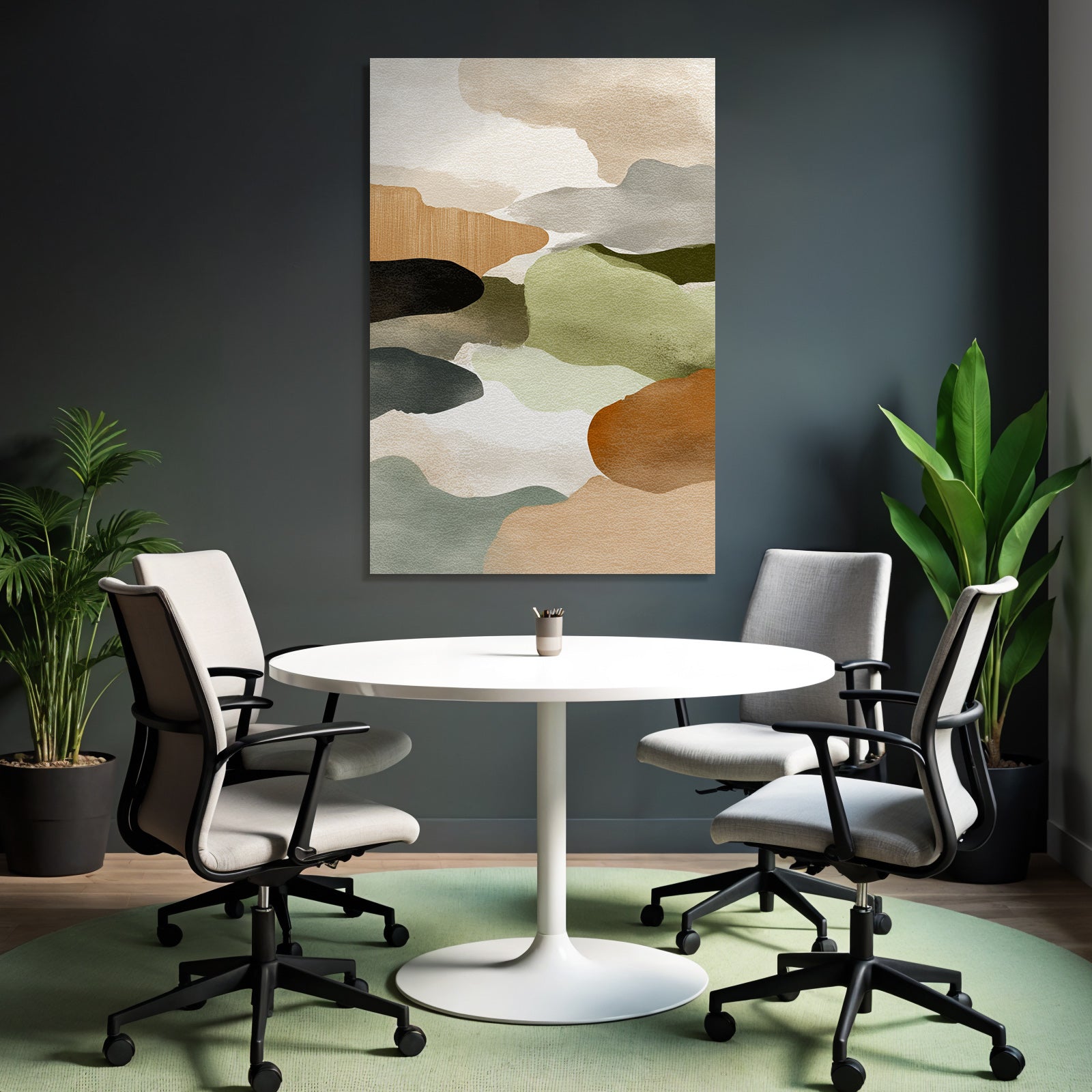 Abstract Watercolor Earthy Tones Organic Composition