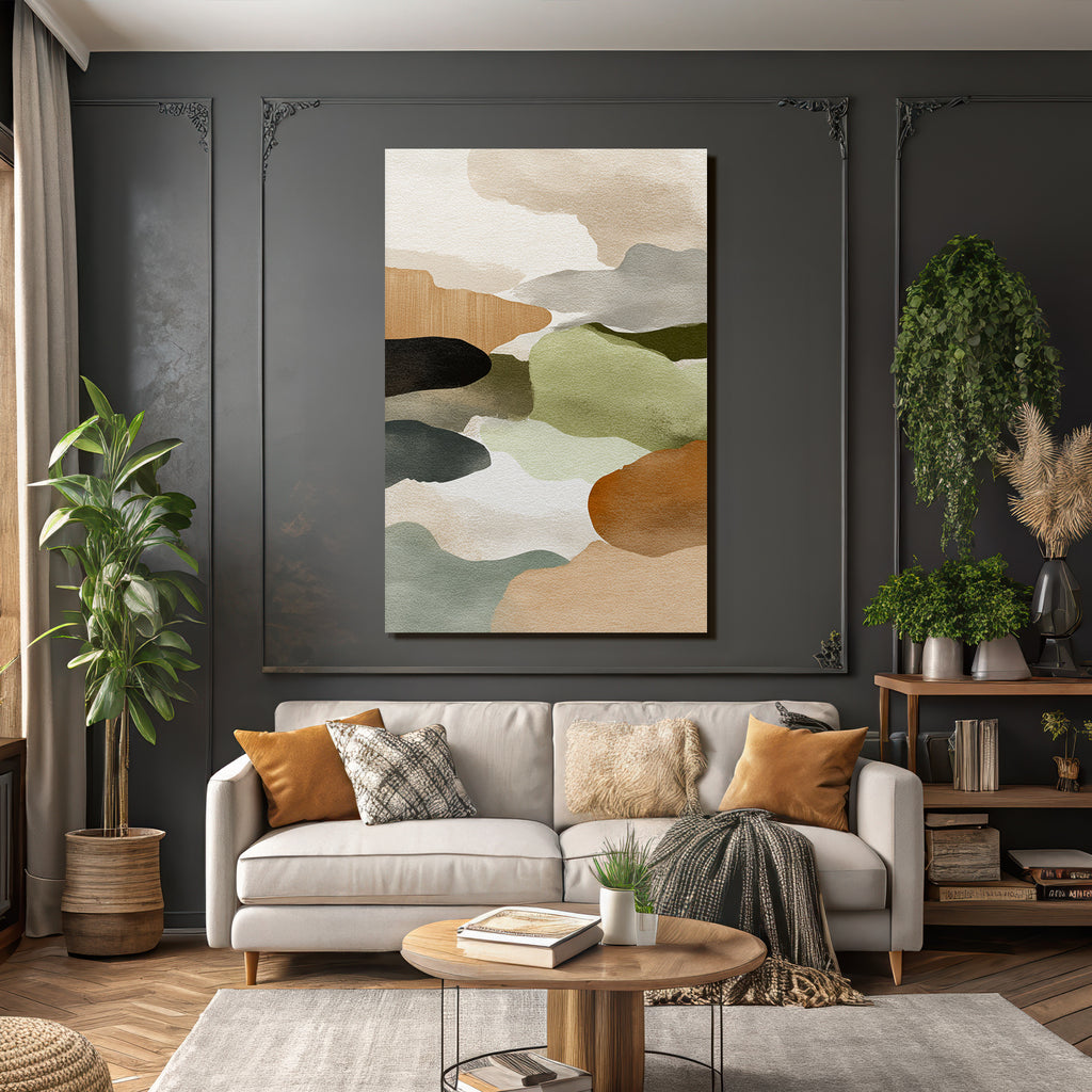 Abstract Watercolor Earthy Tones Organic Composition