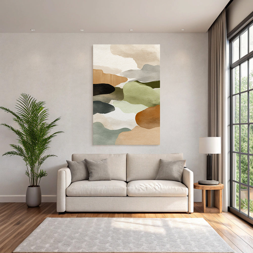 Abstract Watercolor Earthy Tones Organic Composition
